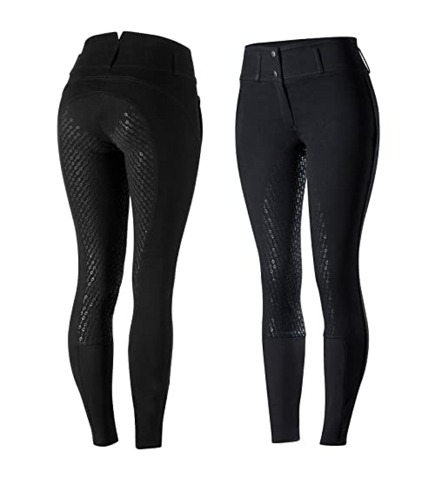 HORZE Daniela Silicone Grip Full Seat Breeches | High Waist Equestrian Riding Pants Black 34 - Buy Online on GoSupps.com