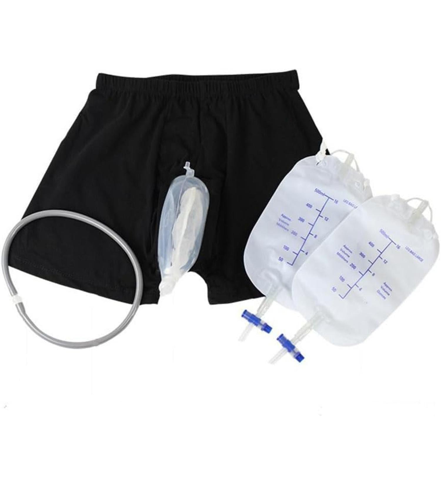 Portable Wearable Urinal for Men - Reusable Silicone Incontinence Device with 2 Collection Bags Ideal for Elderly and Bedridden - Buy Online on GoSupps.com