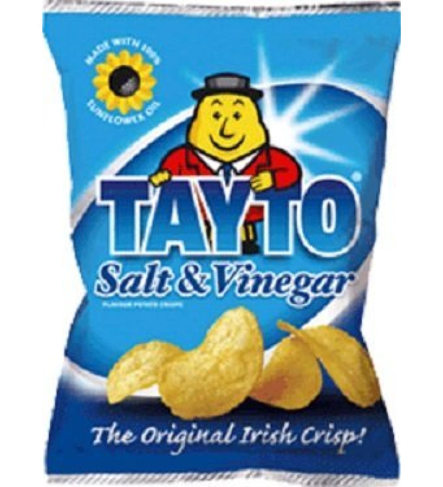 Tayto Salt and Vinegar Flavour Crisps from Ireland 25 x 25g packs by Tayto