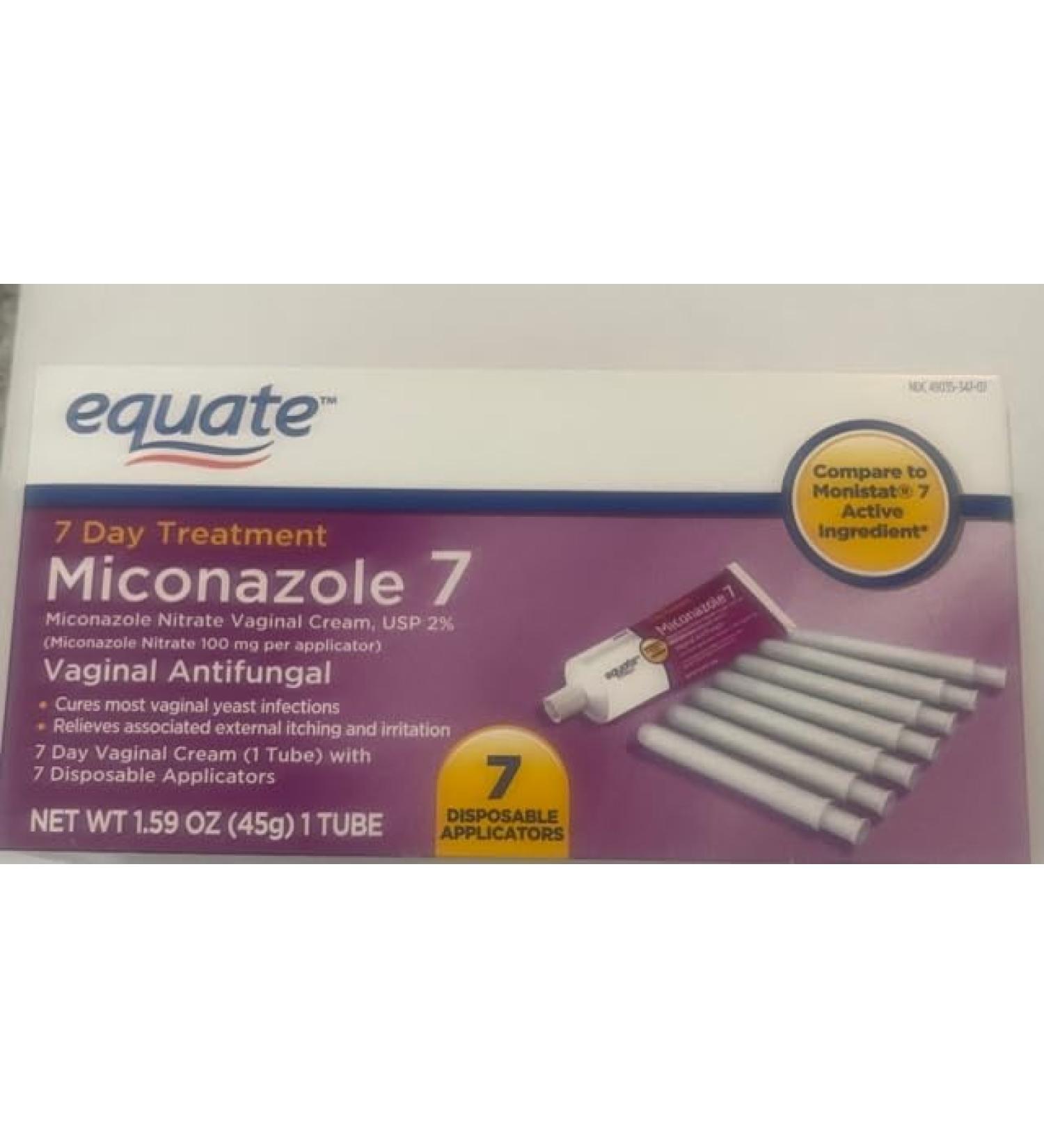 Equate Miconazole 7 Day Treatment Vaginal Antifungal Cream | 7 Day Supply with Disposable Applicators - Buy Online on GoSupps.com