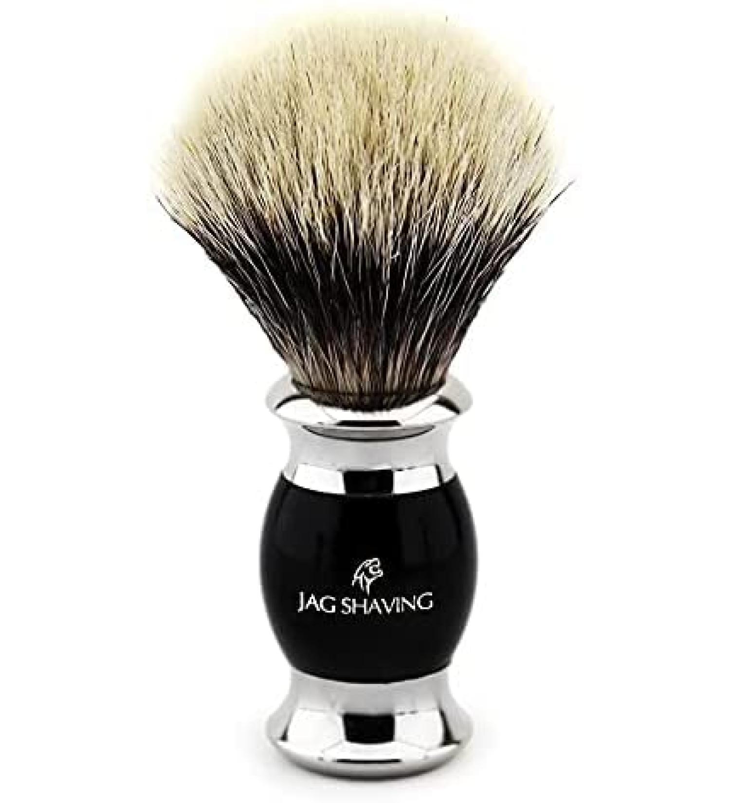 Jag Shaving Silvertip Badger - Shaving brush for men black resin handle