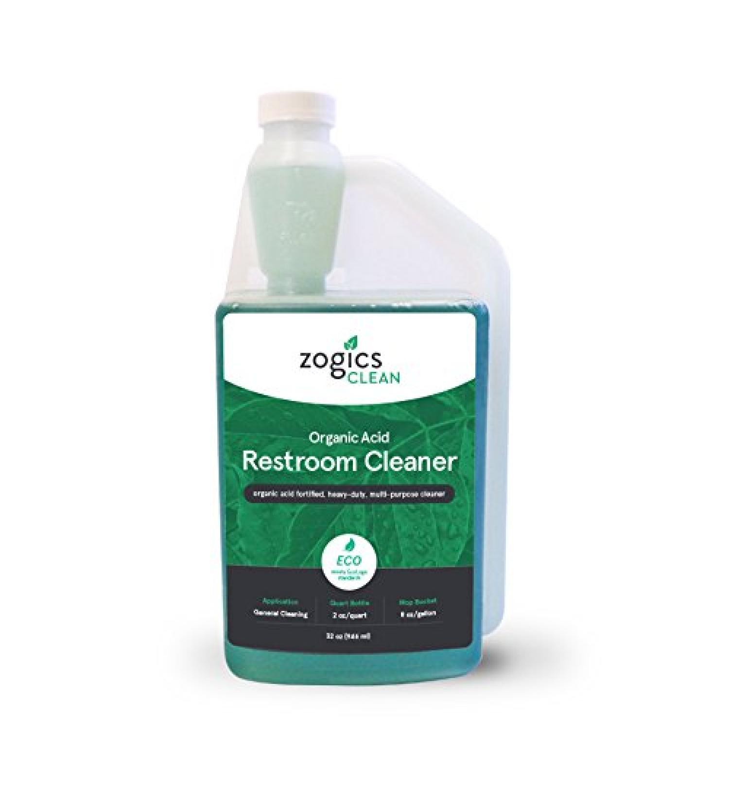 Zogics Organic Acid Restroom Cleaner - 32 oz Bottle Makes 16 Quarts ECOLOGO Certified - Eco-Friendly Cleaning Solution for International Shipping - Buy Online on GoSupps.com