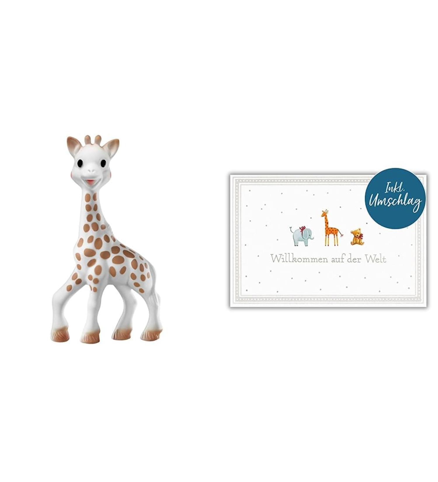 Vulli 616400 Sophie La Girafe Gift Set | Birth Cards for Girls | Birthday Cards with Animal Motif - 11 Bundle with 'Small Animals' Greeting Card - Buy Online on GoSupps.com