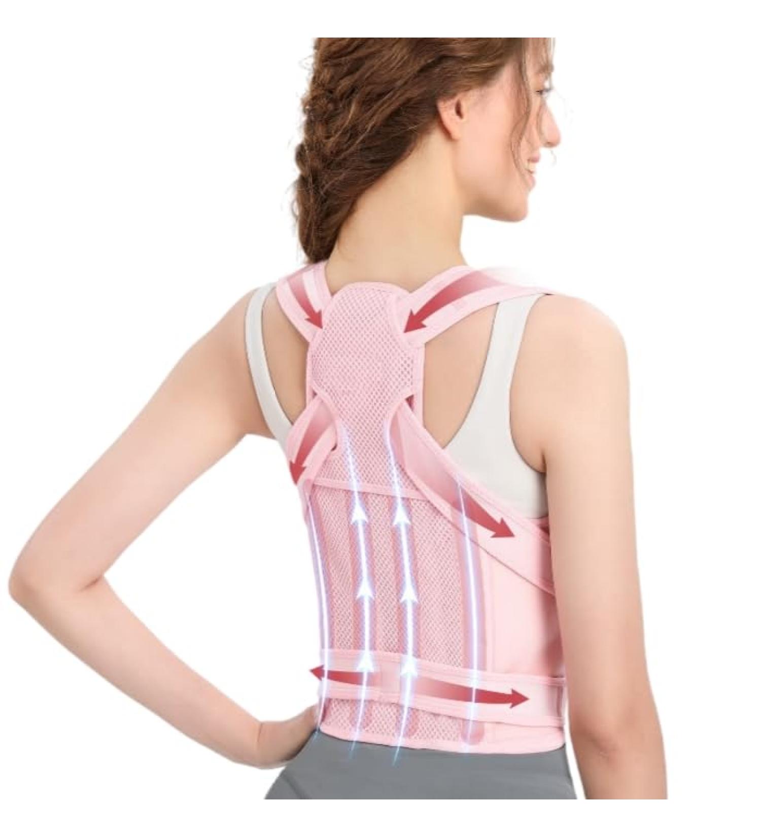 Back posture correction with spinal support correction with anti hunchback corrector (pink Small) Small Pink - Buy Online on GoSupps.com