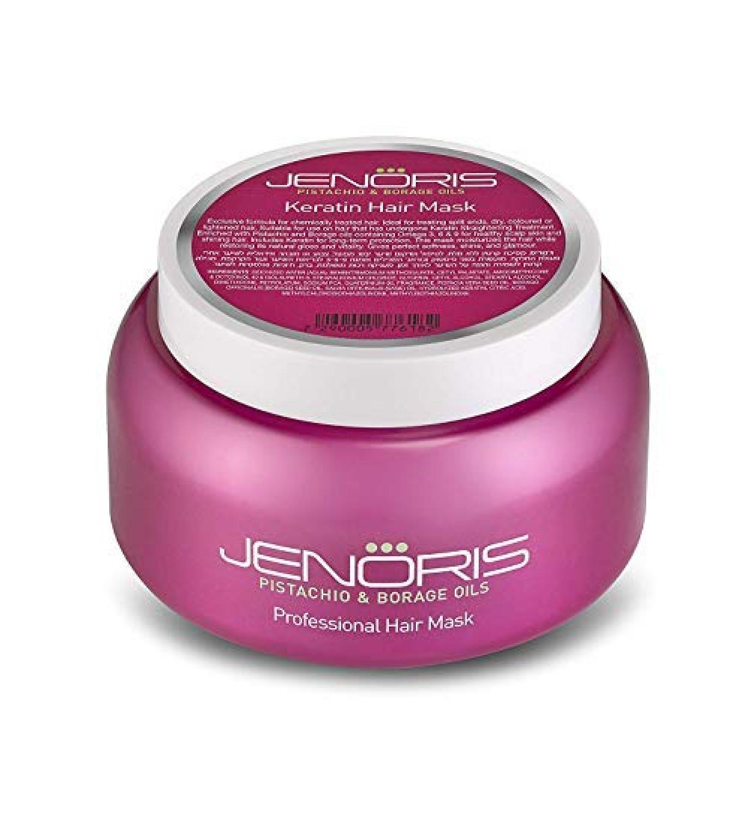 Jenoris Keratin Hair Mask 16.9 fl.oz - Natural Keratin & Pistachio Oil Blend - Omega 3-6-9 Complex for Dry Hair - Post-Straightening Treatment - Buy Online on GoSupps.com