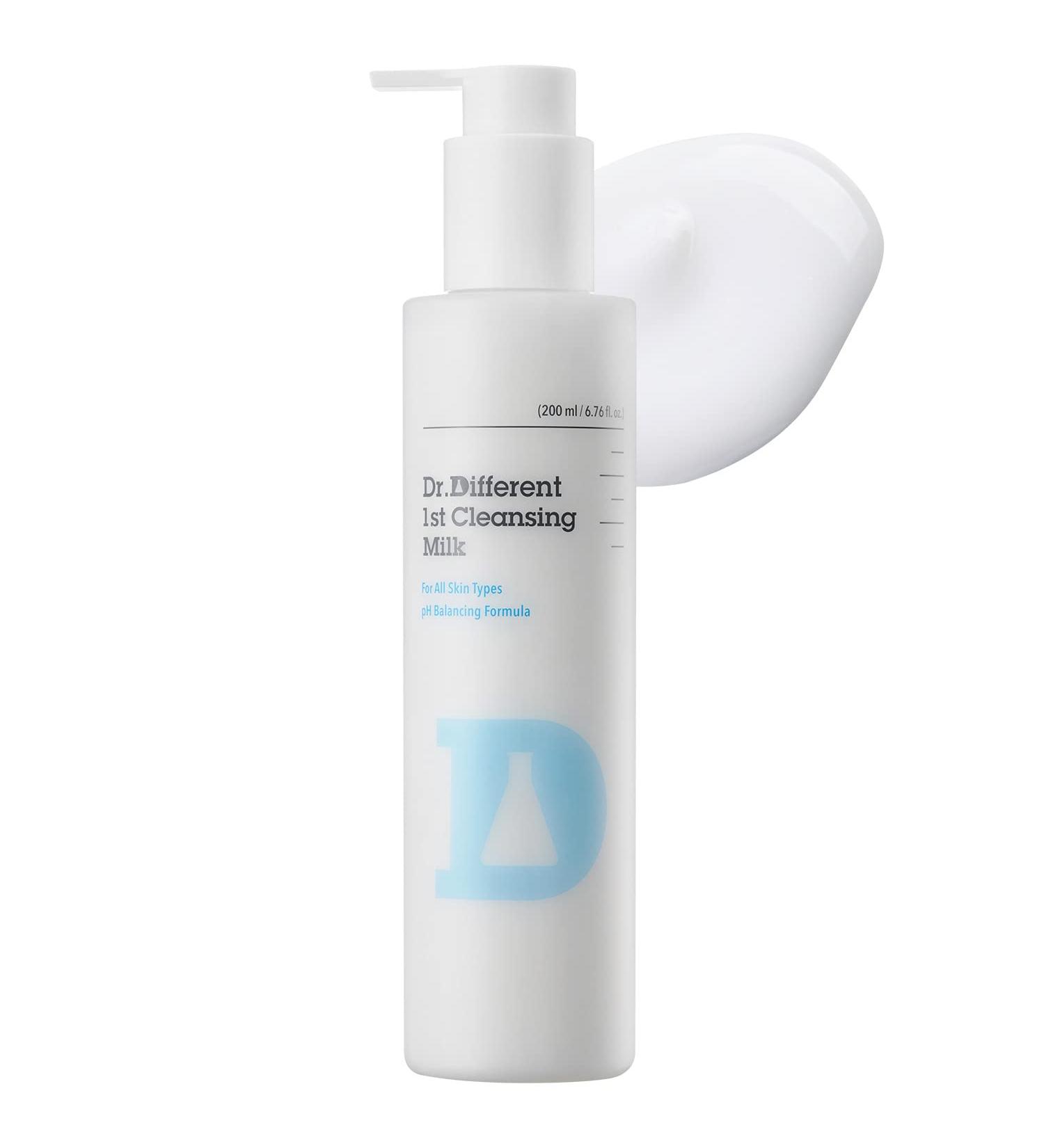 Dr. Different Cleansing Milk - Hydrating Makeup Cleanser for Dry & Sensitive Skin - pH Balancing with Sunflower Seed Oil - 6.76 fl. oz - International Shipping Available - Buy Online on GoSupps.com