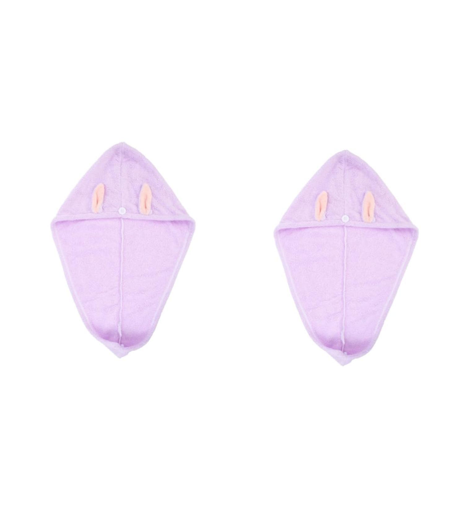 MAGICLULU 2pcs Bunny Ears Dry Hair Hat Hair Ring Aldult Coral Fleece Violet - Buy Online on GoSupps.com