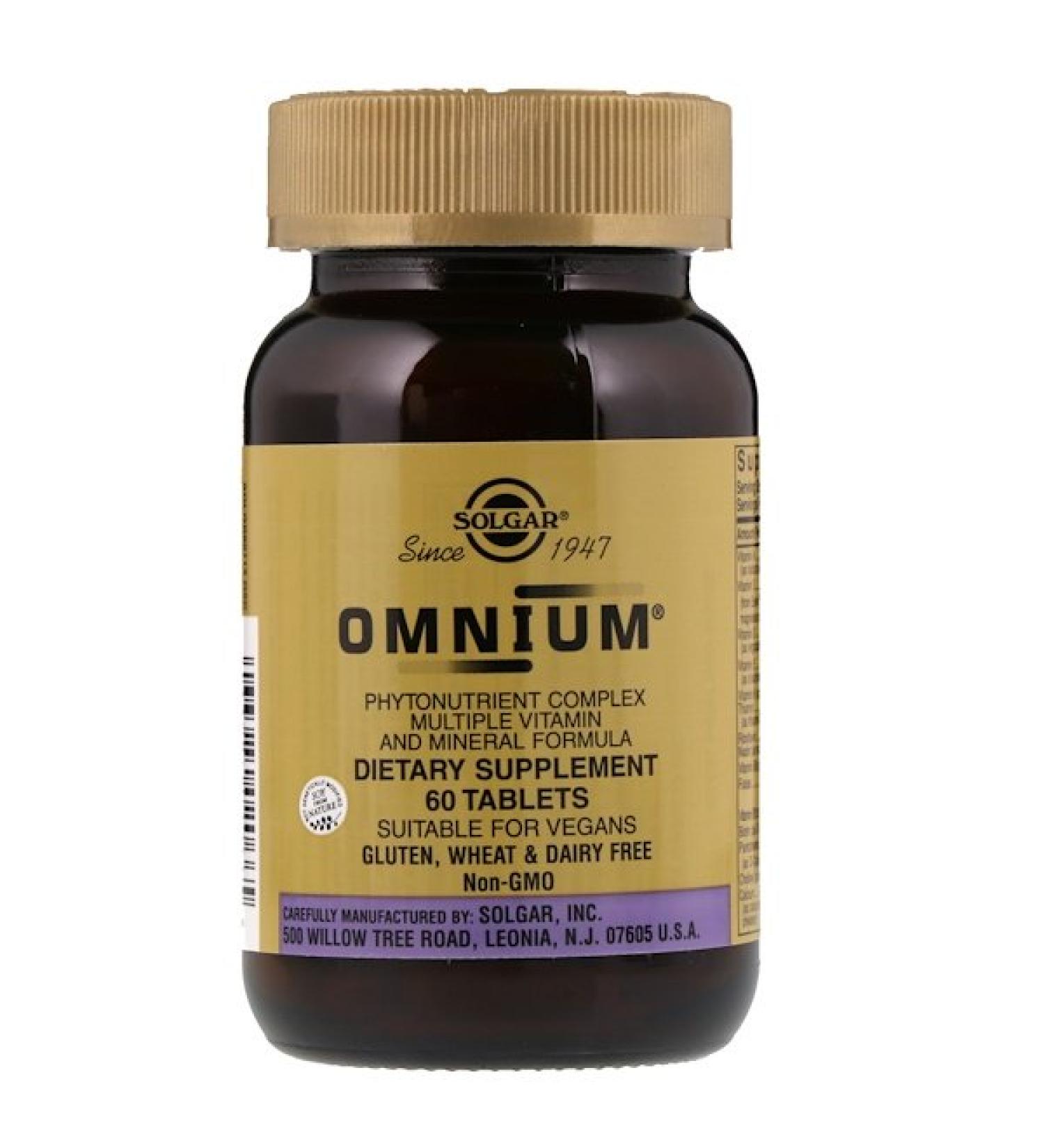Solgar Omnium Phytonutrient Complex Multiple Vitamin and Mineral Formula 60 Tablets