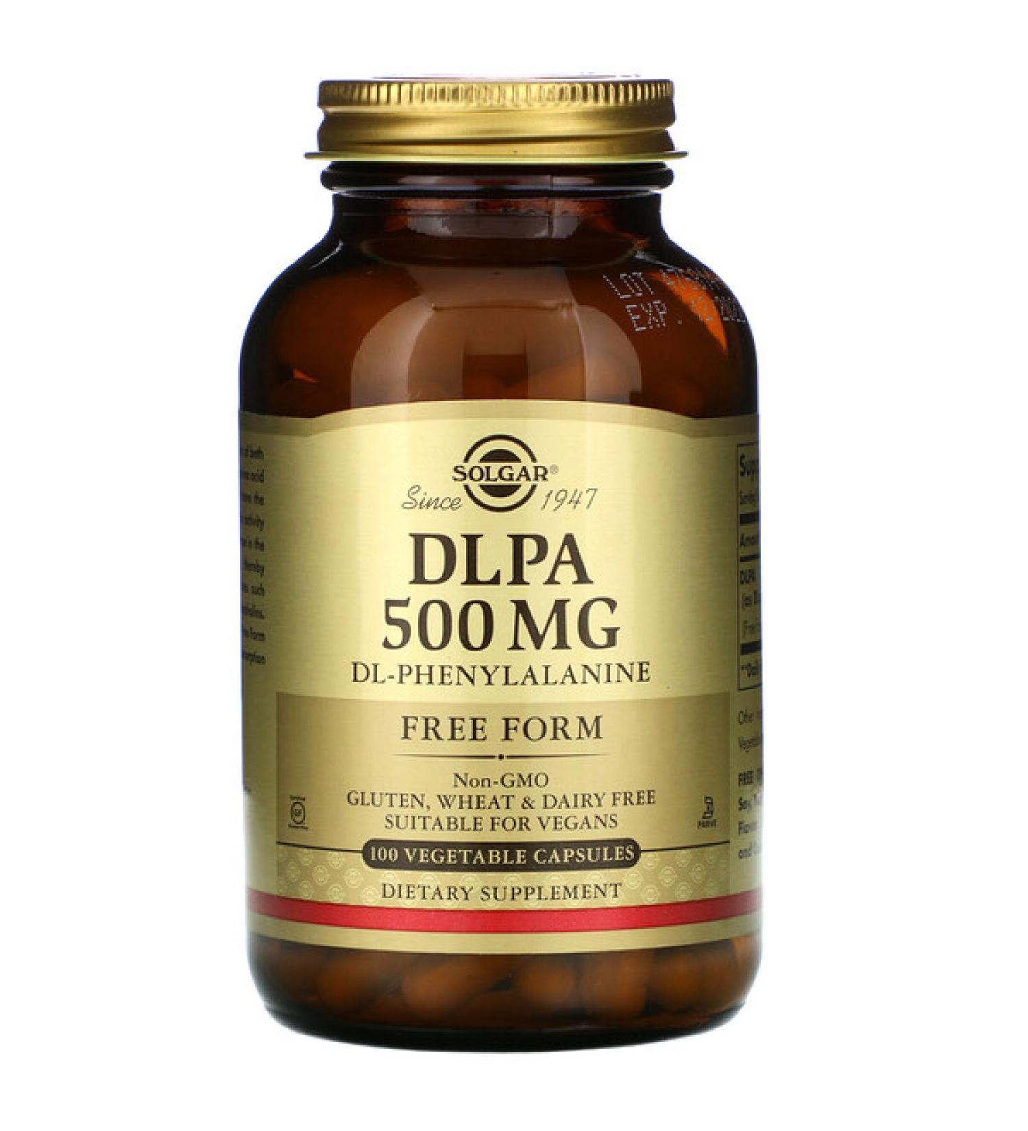 Solgar DLPA Free Form 500 mg 100 Vegetable Capsules