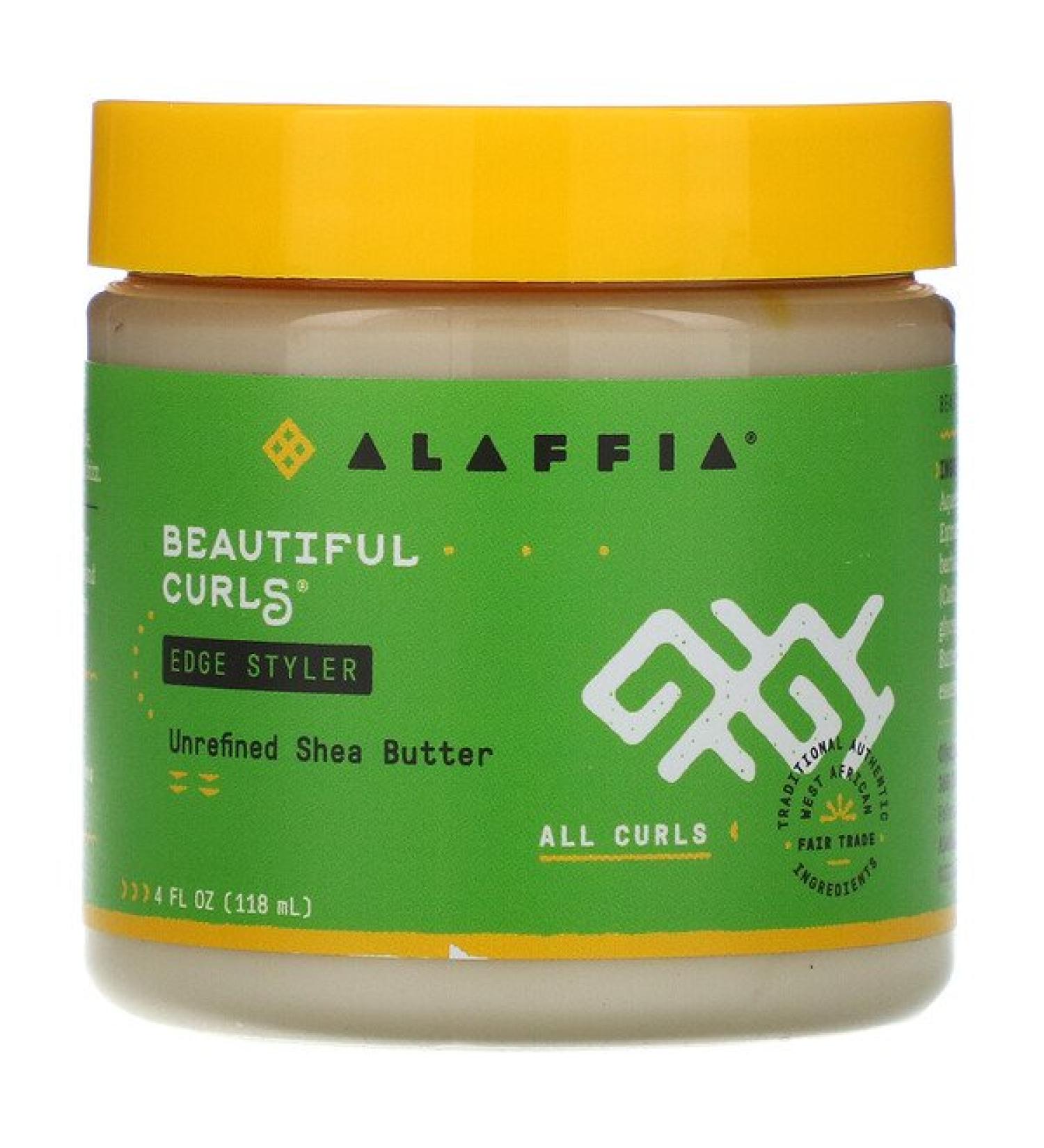 Alaffia Beautiful Curls Edge Styler All Curls Unrefined Shea Butter 4 fl oz (118 ml)