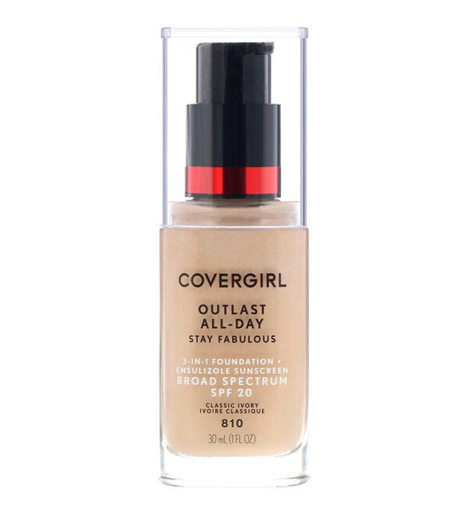 Covergirl Outlast All-Day Stay Fabulous 3-in-1 Foundation 810 Classic Ivory 1 fl oz (30 ml)