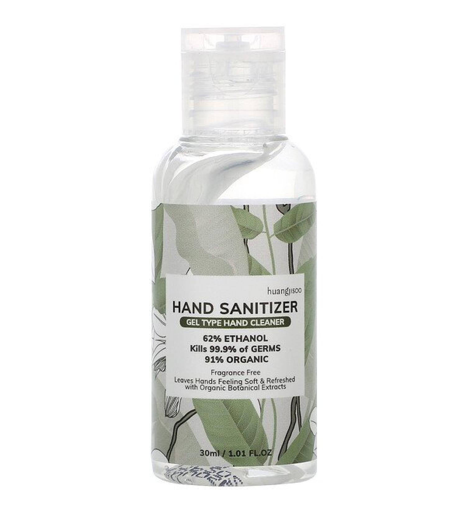 Huangjisoo Hand Sanitizer 62% Alcohol Fragrance Free 1.01 fl oz (30 ml)