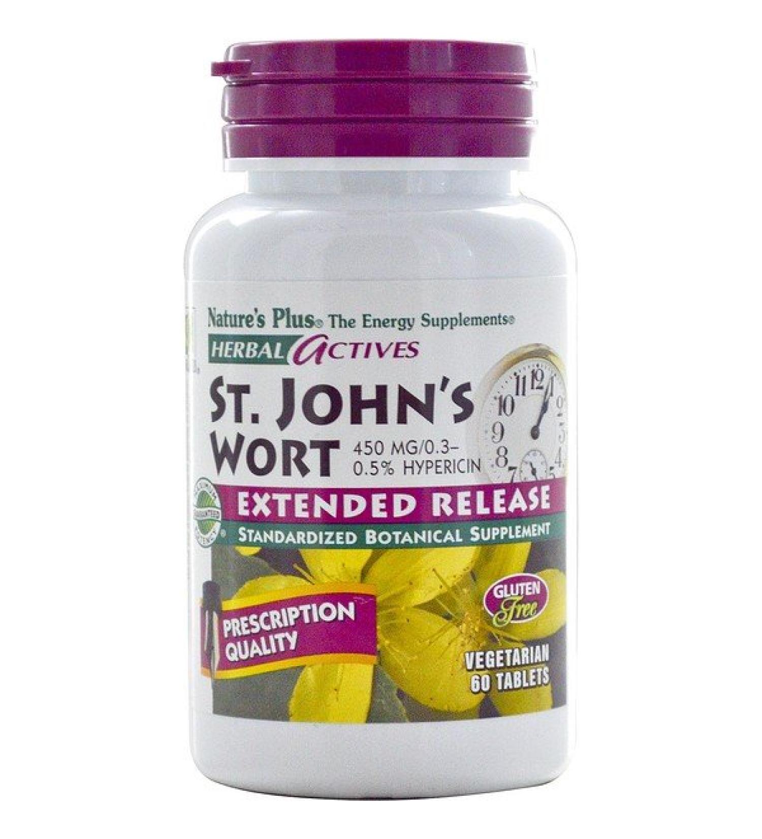 Nature's Plus Herbal Actives St. John's Wort 450 mg 60 Vegetarian Tablets