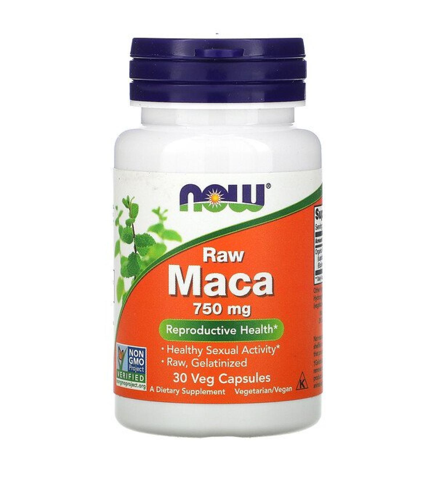 Now Foods Raw Maca 750 mg 30 Veg Capsules