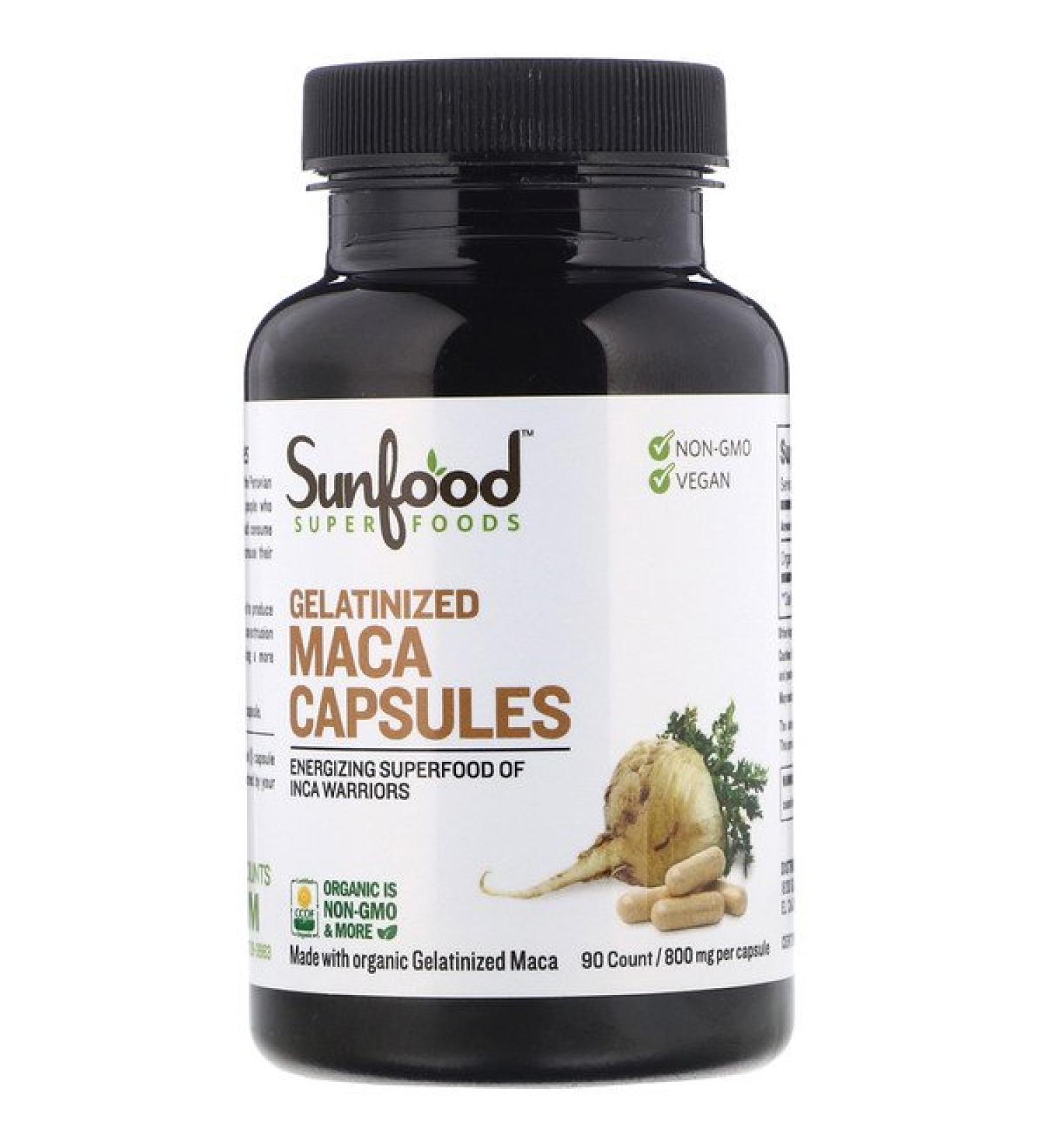 Sunfood Gelatinized Maca Capsules 800 mg 90 Capsules
