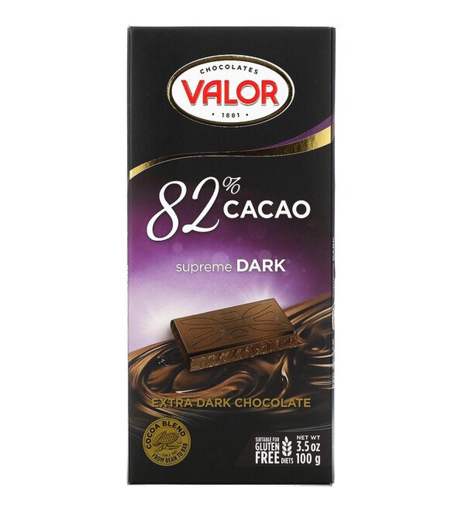 Valor Extra Dark Chocolate 82% Cacao 3.5 oz ( 100 g)