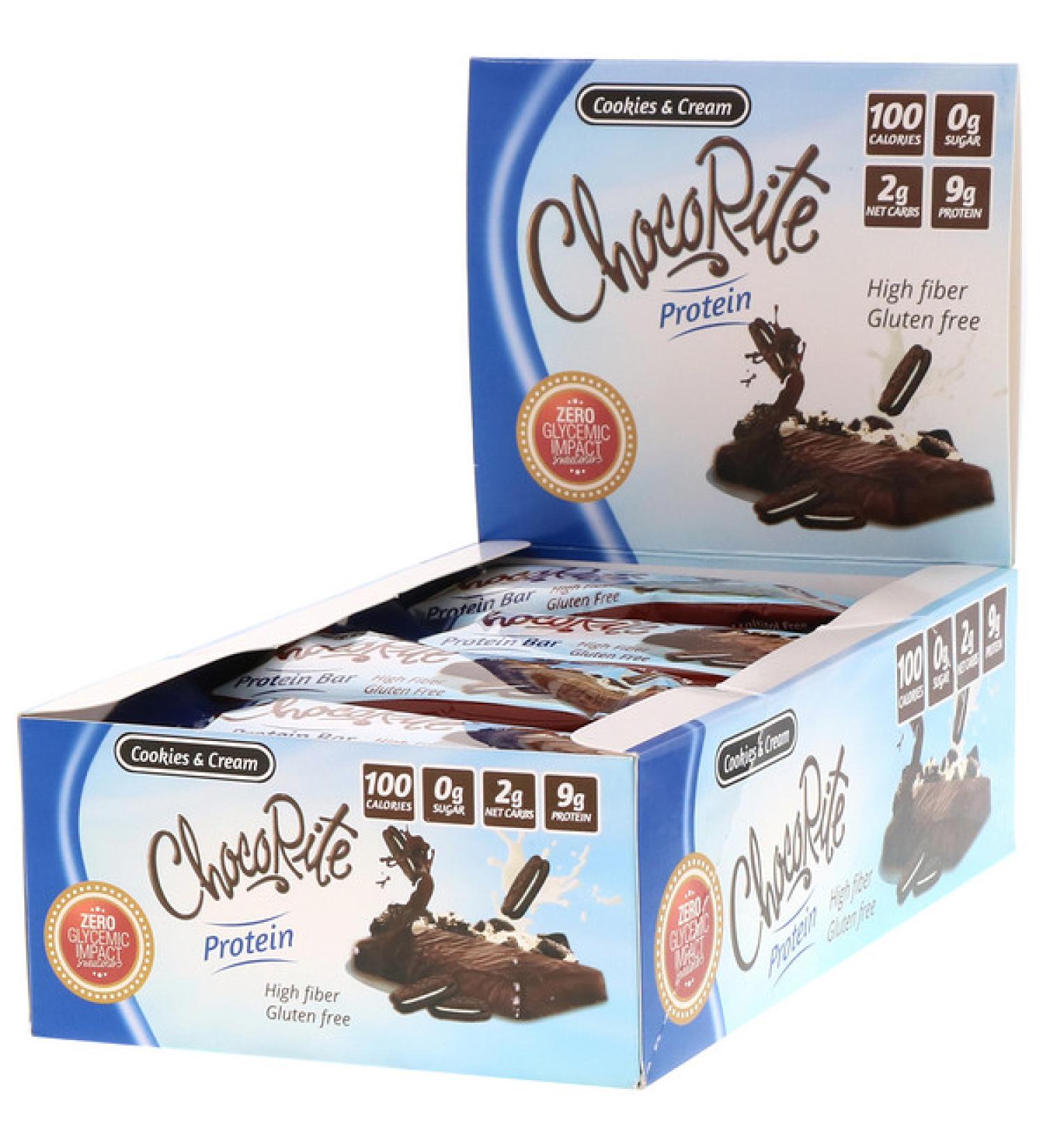 HealthSmart Foods ChocoRite Protein Bars Cookies & Cream 16 Bars - 1.2 oz (34 g) Each