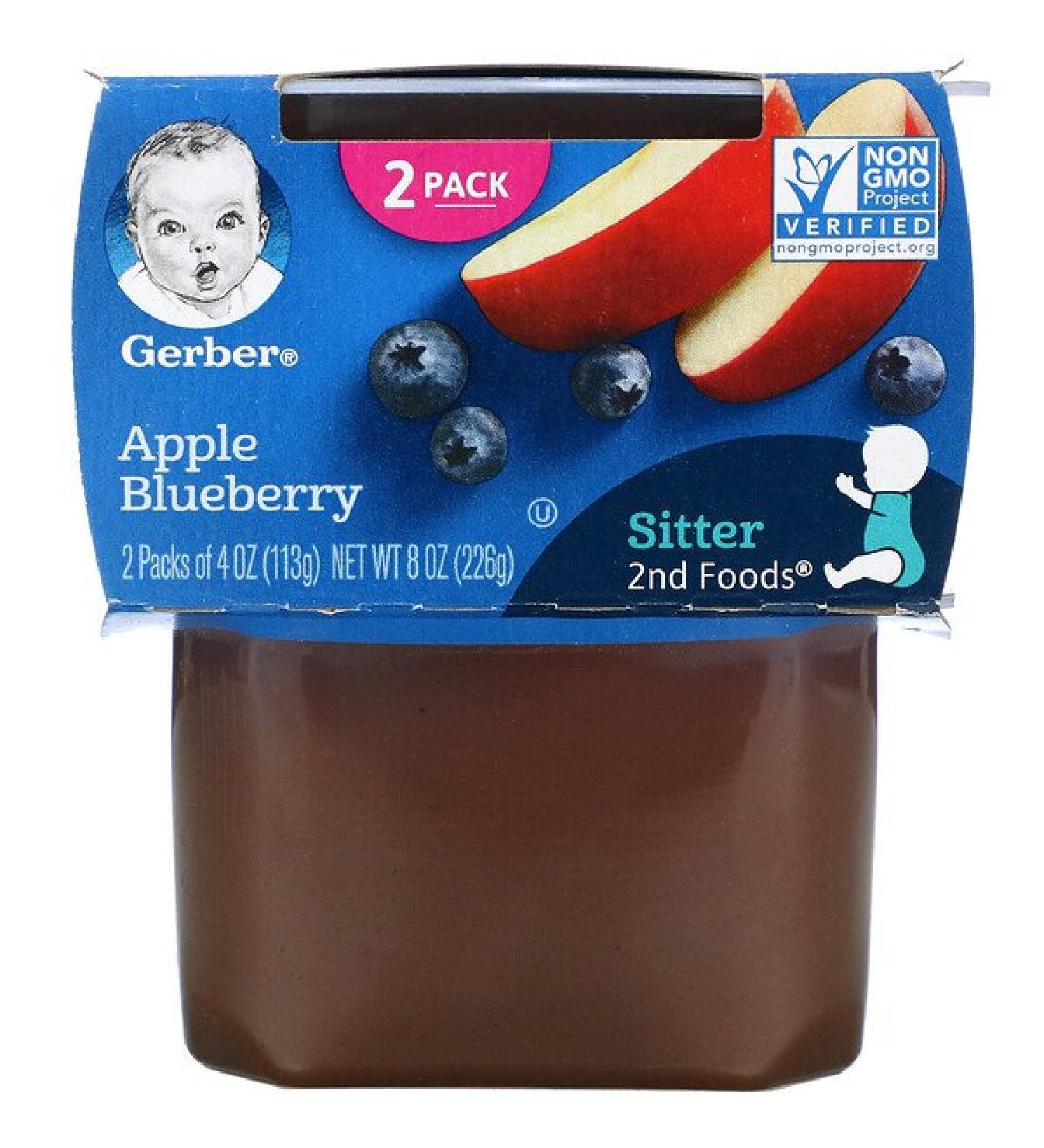 Gerber Apple Blueberry 2nd Foods - 4 oz (113g) Pack of 2 | Healthy Baby Puree - Buy Online on GoSupps.com