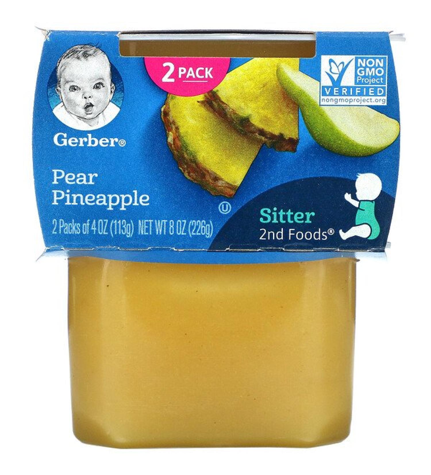 Gerber Pear Pineapple 2nd Foods - 2 Pack, 4 oz Baby Food | Nutritious & Delicious - Buy Online on GoSupps.com