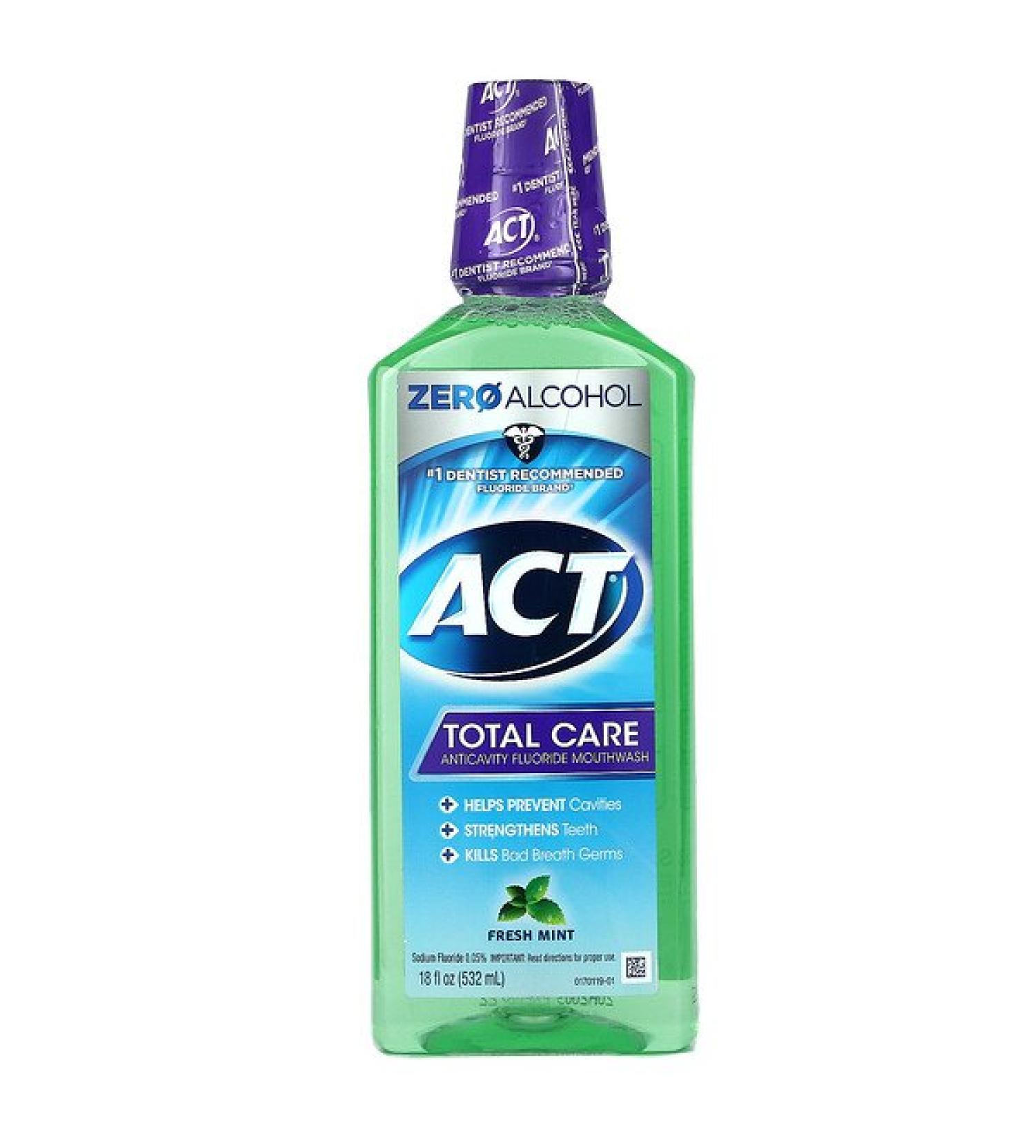 Act Total Care Anticavity Fluoride Mouthwash Alcohol Free Fresh Mint 18 fl oz (532 ml)