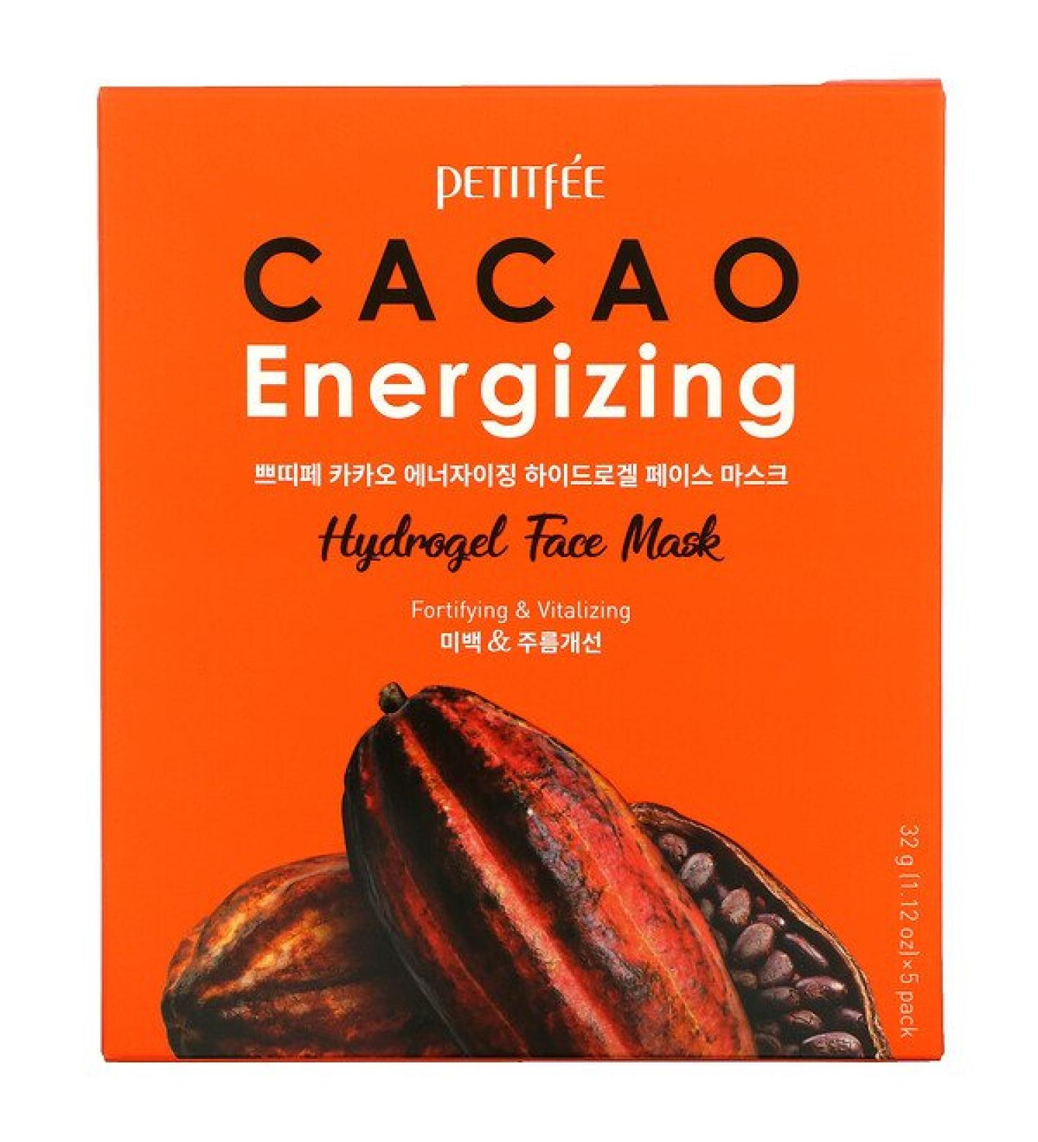 Petitfee Cacao Energizing Hydrogel Face Mask - 5 Pack (1.12 oz) | Revitalize & Refresh - Buy Online on GoSupps.com