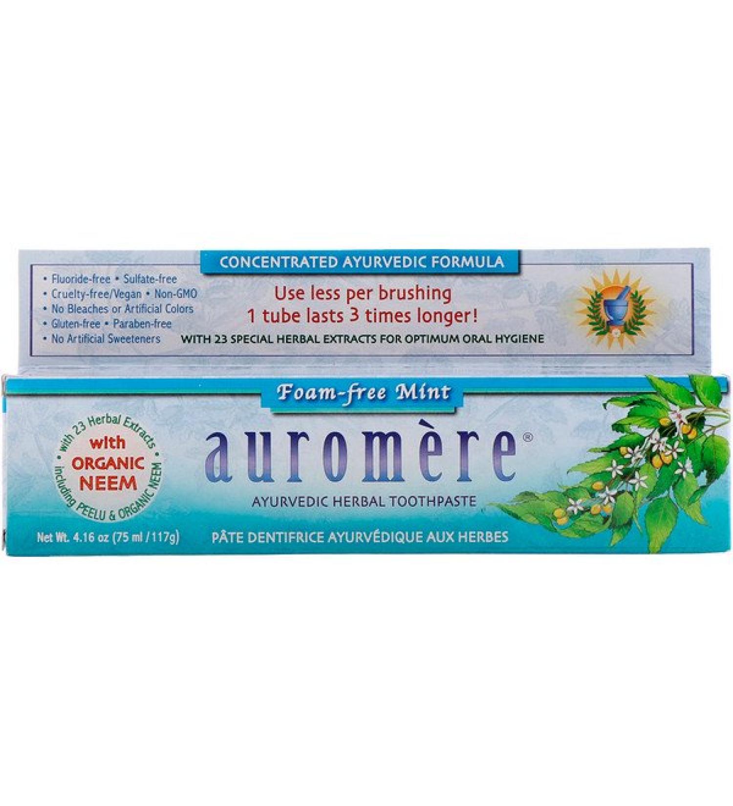 Auromere Ayurvedic Herbal Toothpaste Foam-Free  Mint 4.16 oz (117 g)