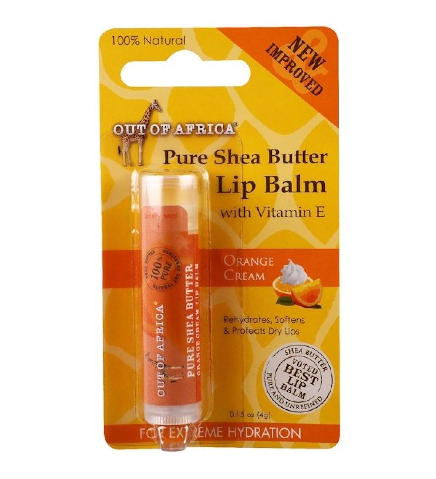Out of Africa Lip Balm Pure Shea Butter Orange Cream 0.15 oz (4 g)