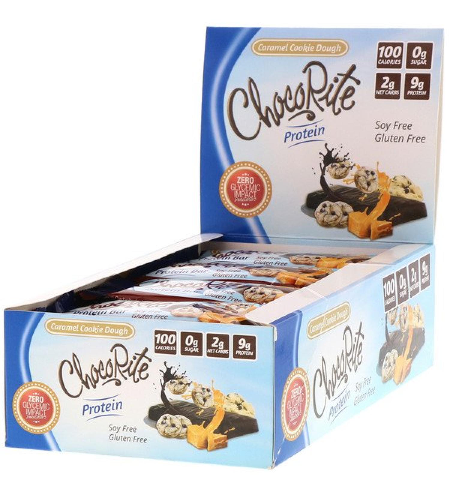 HealthSmart Foods ChocoRite Protein Bars Caramel Cookie Dough 16 Bars 1.20 oz (34 g) Each