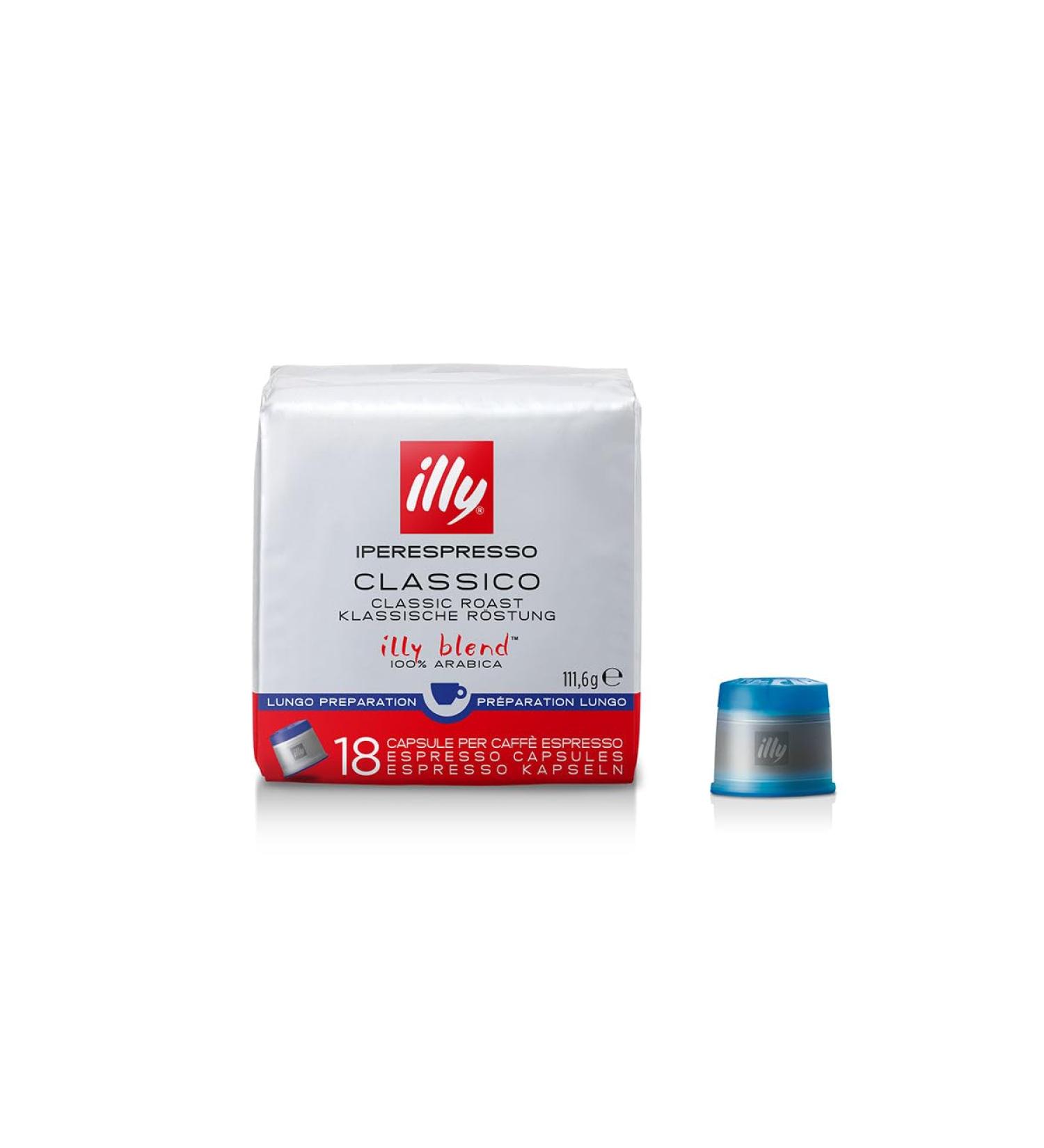 Illy Iperespresso Lungo Capsule Coffee Smooth and Velvety for Long Coffee | 100% Arabica - 6 boxes of 18 capsules (723.6g) - Buy Online on GoSupps.com