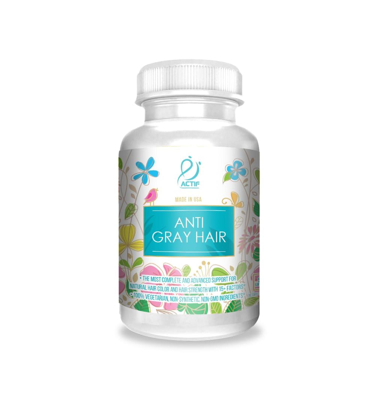 ACTIF Anti-Gray Hair Mega Support for Women with 15+ Advanced Hair Factors Catalase Biotin PABA Non-GMO Made in USA 90 Count - Buy Online on GoSupps.com