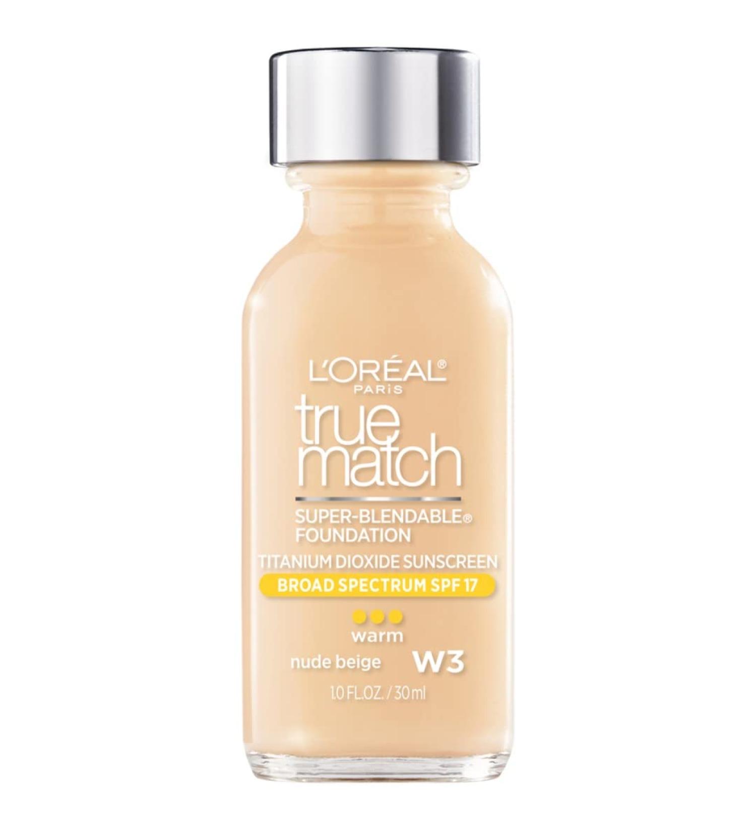 L'Oreal True Match Super-Blendable Makeup W3 Nude Beige - 1 fl oz (30 ml) | Flawless Finish - Buy Online on GoSupps.com