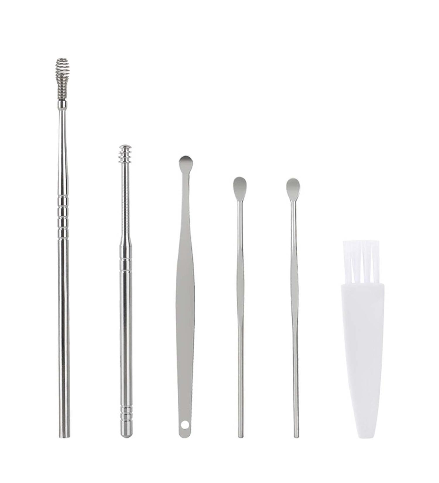 6 Pcs Stainless Steel Ear Wax Removal Kit - Portable Earwax Cleaning Tool Set for Humans - Buy Online on GoSupps.com