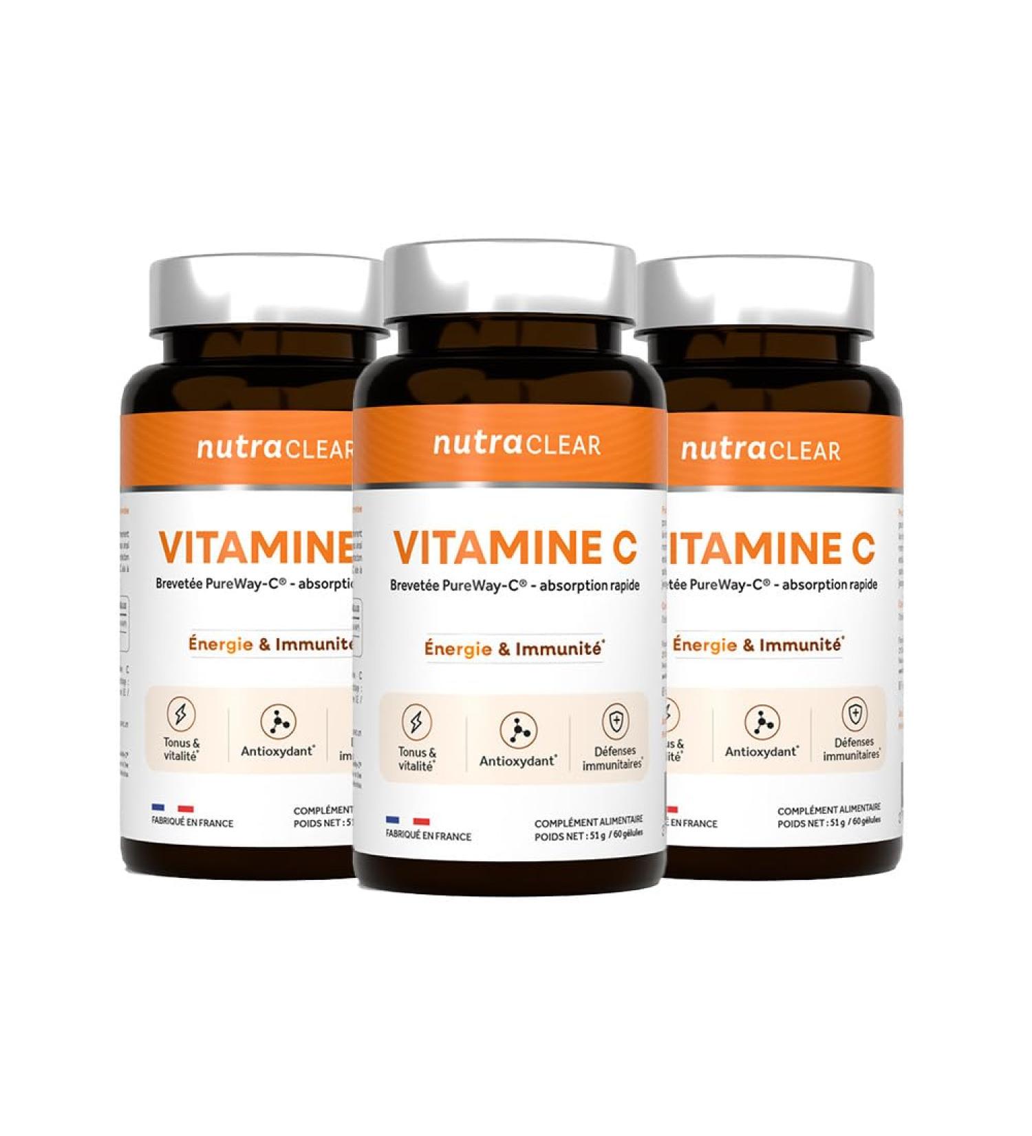 Cure de 3 mois Vitamine C PureWay-C (3x60 G lules) | Haute Absorption & Assimilation | Immunit nergie & R duction de la Fatigue | Haute absorption et douce pour l'estomac - Buy Online on GoSupps.com
