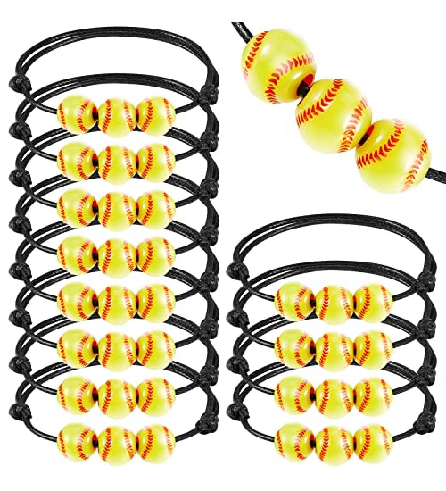 Inbagi 30 Pcs Ball Bracelet Sports Party Favors - Adjustable Braided Rope Bracelets for Teens & Adults - Yellow Softball Theme - Buy Online on GoSupps.com