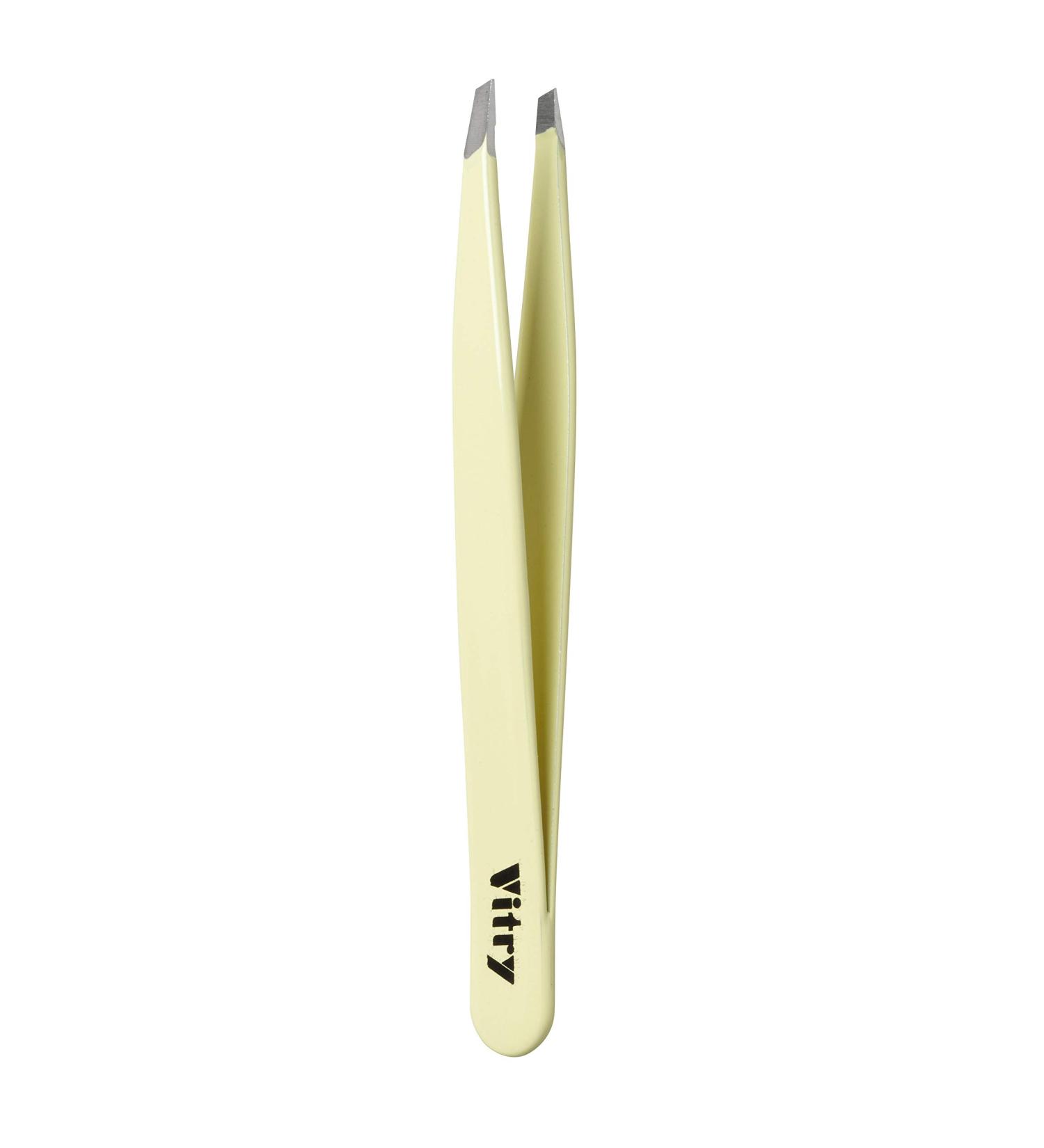 Vitry Coloured plucking tweezers "Pocket" slanted tips 1 piece yellow