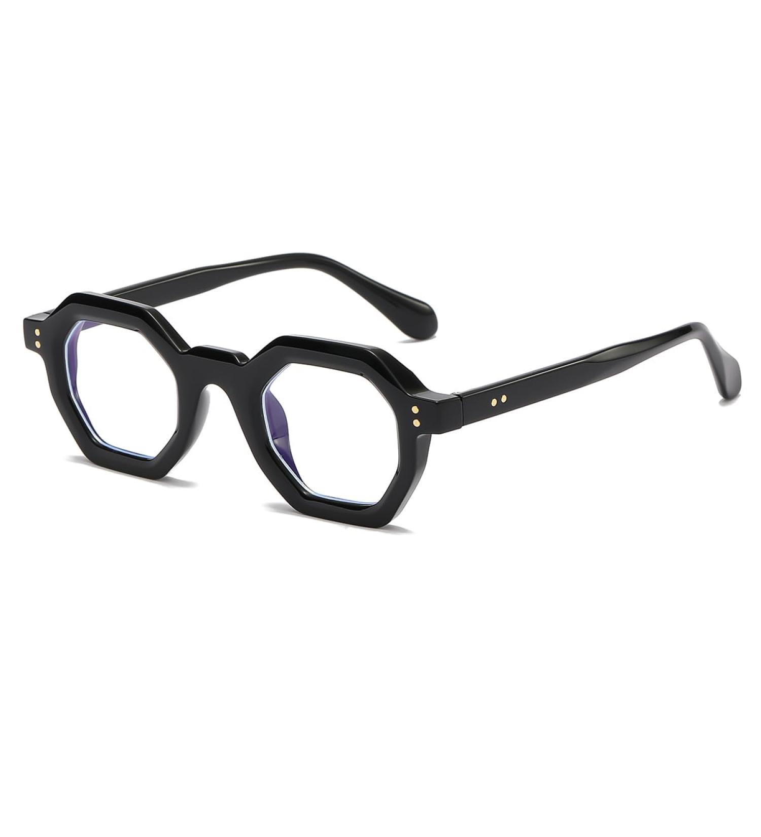 JOVAKIT Retro Octagon Frame Glasses - Vintage Non-Prescription Clear Lens Eyeglasses for Men & Women - Anti-Blue Light Lens - 44mm Black - Buy Online on GoSupps.com