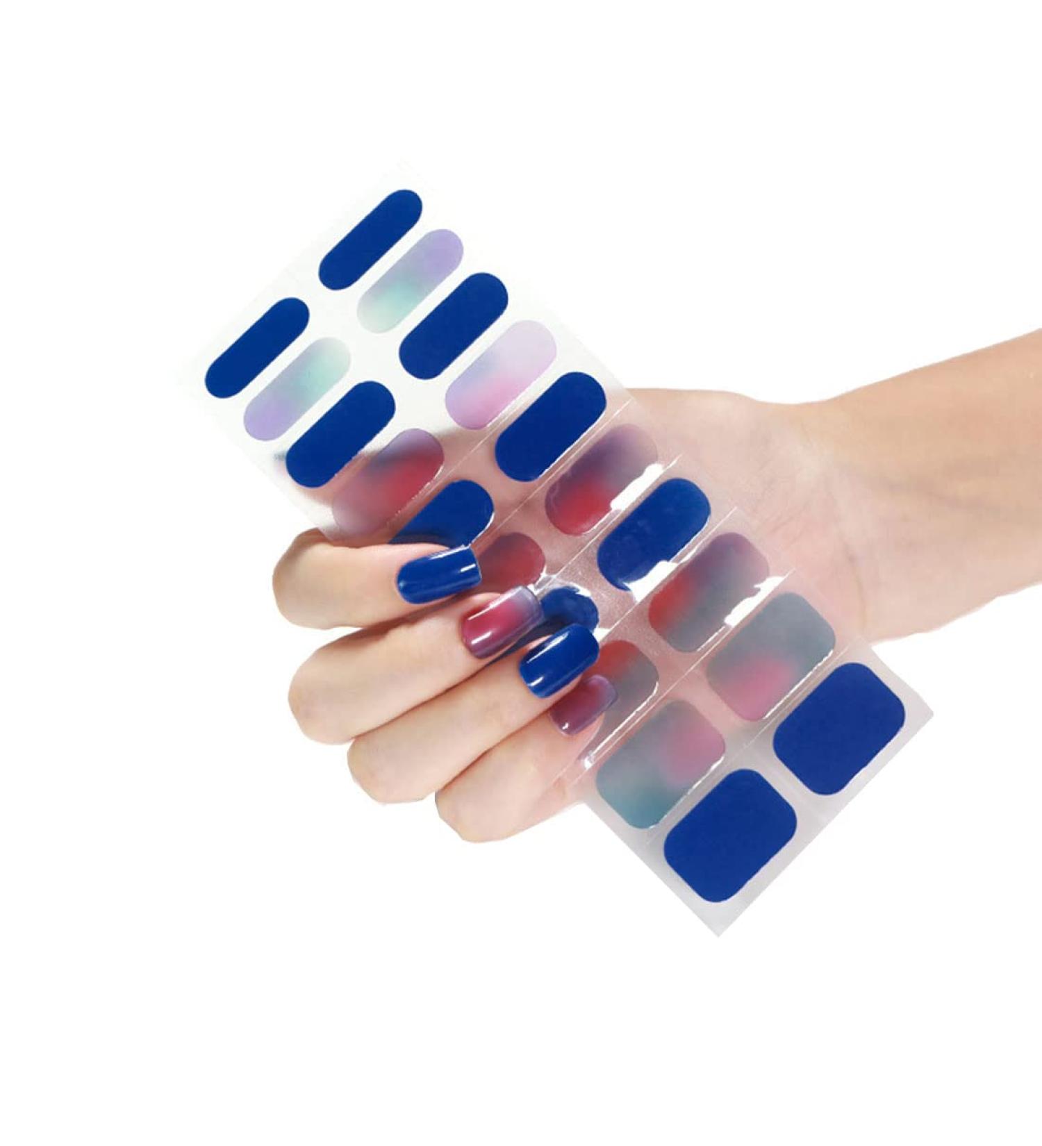 NCTCITY Gel Nail Polish Strips Stickers 20 Full Wraps Semi-Cured Nail Art Sticker Waterproof Self-Adhesive Gel Stickers Decals (Navy Blue) Bss-0064 - Buy Online on GoSupps.com