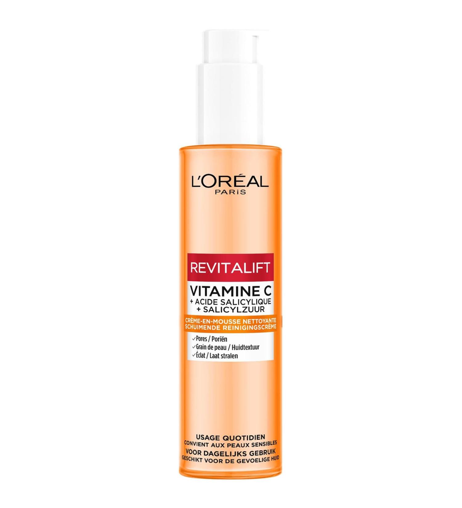 L'Or al Paris Revitalift Clinical Cream-to-Foam Cleanser Tightens Pores Refines & Smoothes Skin Texture Vitamin C & Salicylic Acid All Skin Types 150 ml - Buy Online on GoSupps.com