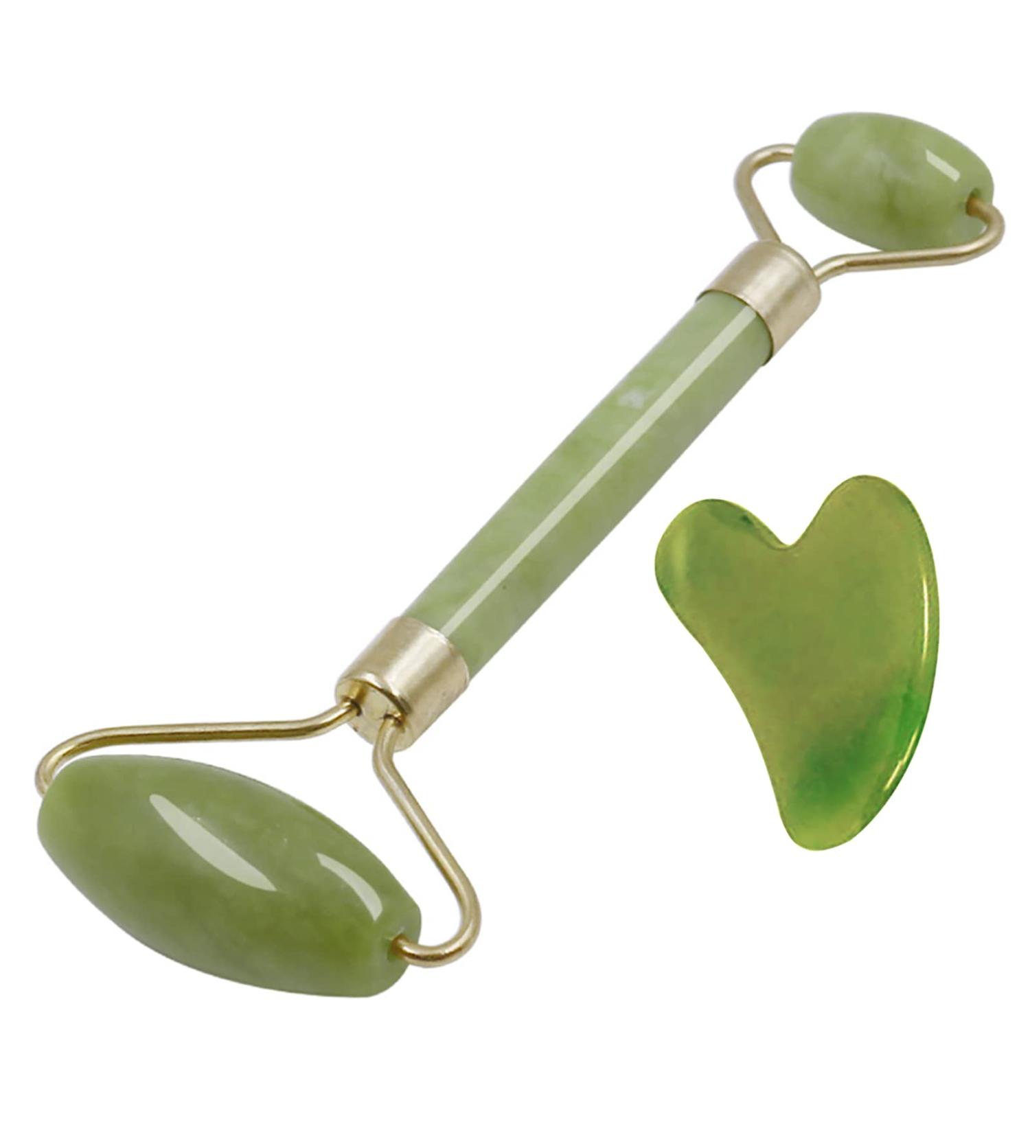 Sha Set - Green Jade Roller for Face - Face Roller Skin Care Muscle Relaxing for Keeping Youthful Skin Tone Decrease Puffiness Improve Skin Elasticity Hondony - Buy Online on GoSupps.com