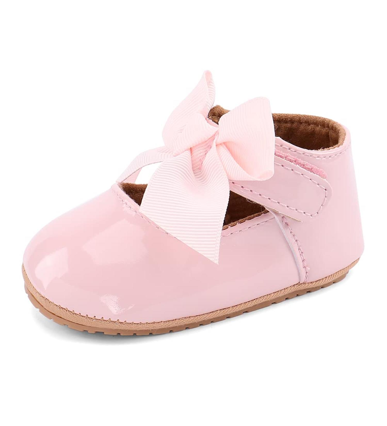 LACOFIA Baby Girls Anti-Slip First Walking Shoes - Infant Bowknot Mary Jane Prewalkers 6-12 Months (G Pink) - Buy Online on GoSupps.com