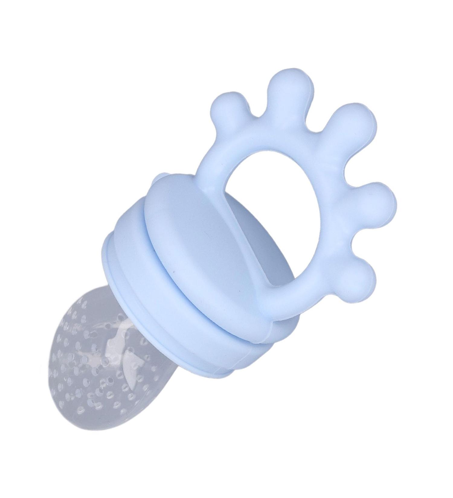 Baby Fruit Feeder - Silicone Choking Prevention & Soothing Baby Food Feeder for Meat (Light Blue) - International Shipping Available - Buy Online on GoSupps.com