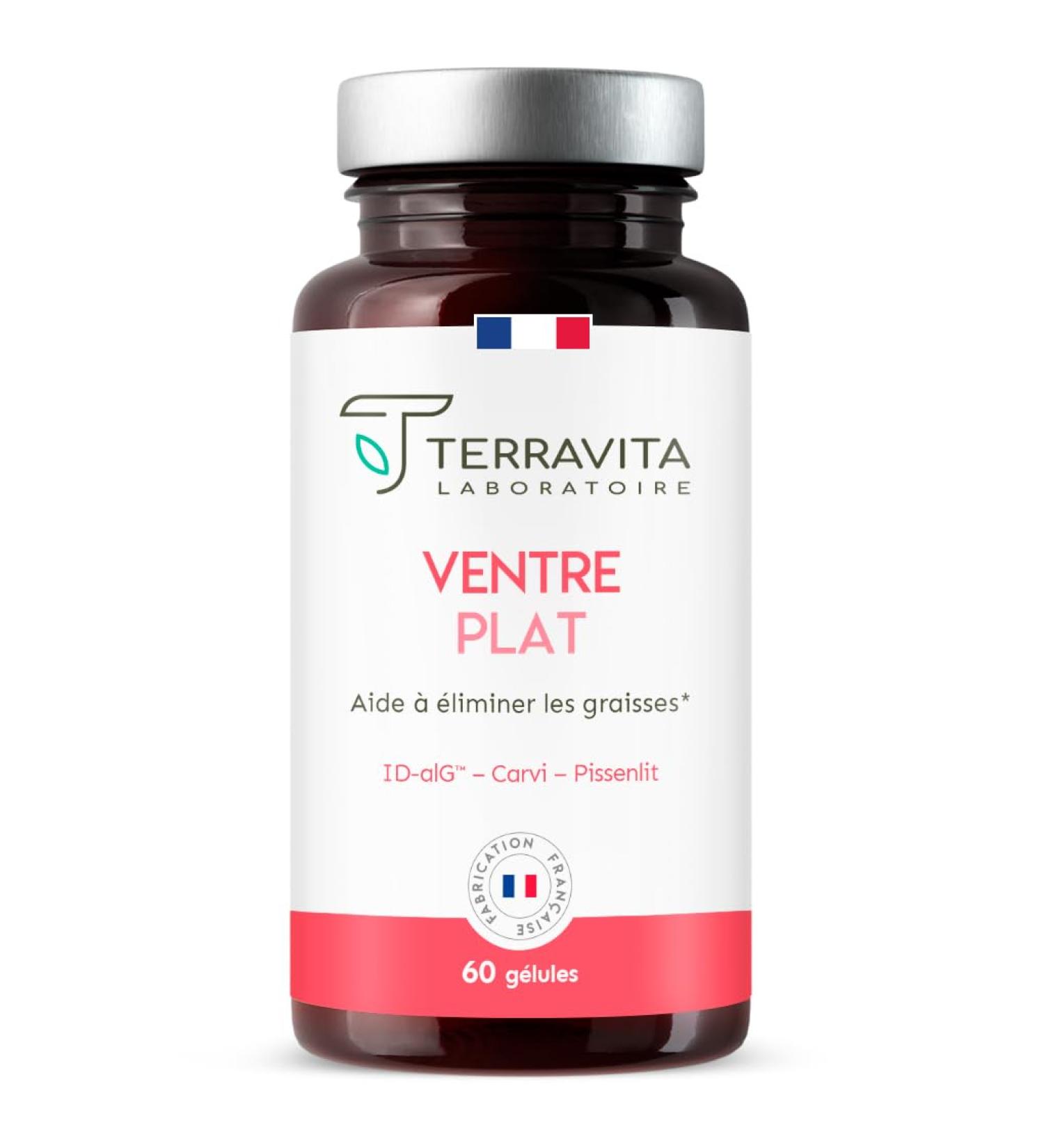 Flat Belly | Against Bloating and Swollen Stomach | Reduces the Assimilation of Fat and Sugars | ID-alG Patented Active with Proven Effectiveness | 60 Vegan Capsules | Made in France | Terravita - Buy Online on GoSupps.com