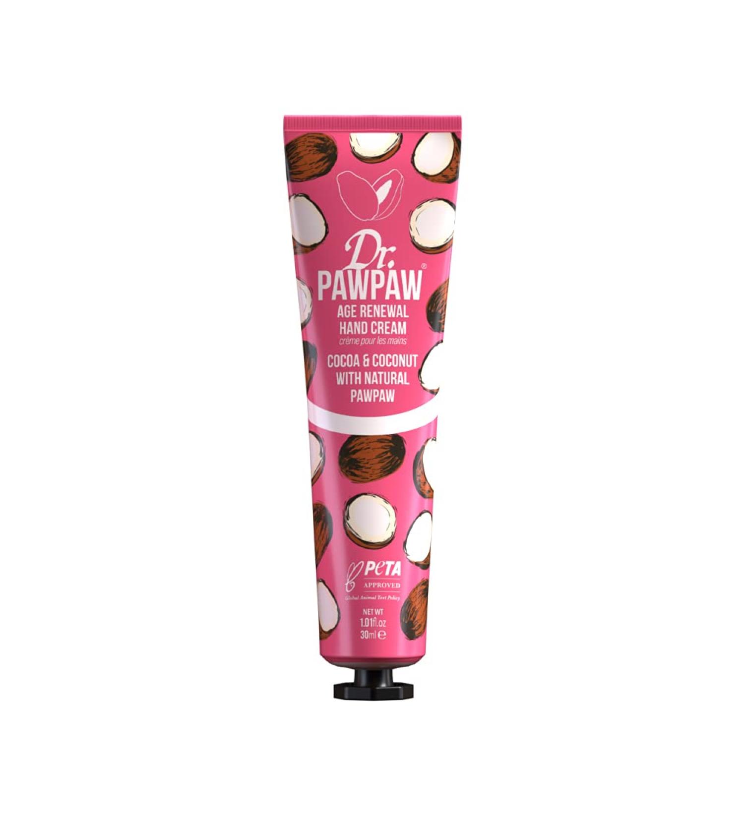 Dr.PAWPAW Age Renewal Hand Cream - Vegan Cocoa & Coconut 30ml | Nourishing & Moisturizing Hand Care - Buy Online on GoSupps.com