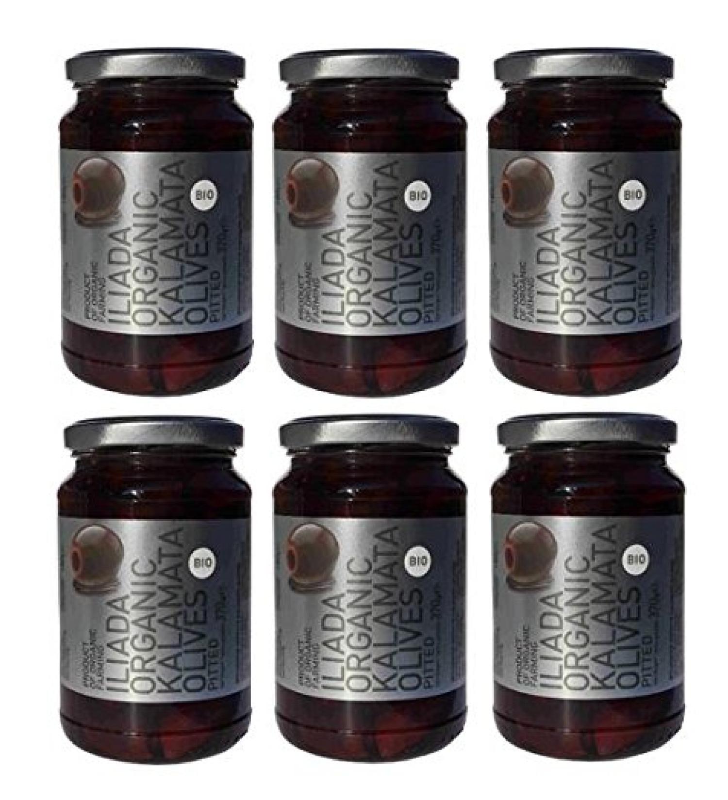 6 glasses Bio Kalamata from Greece without the core each 370g (180g drip weight) Black olives iliada organic olives 6 SPAR set + 10ml olive oil for testing