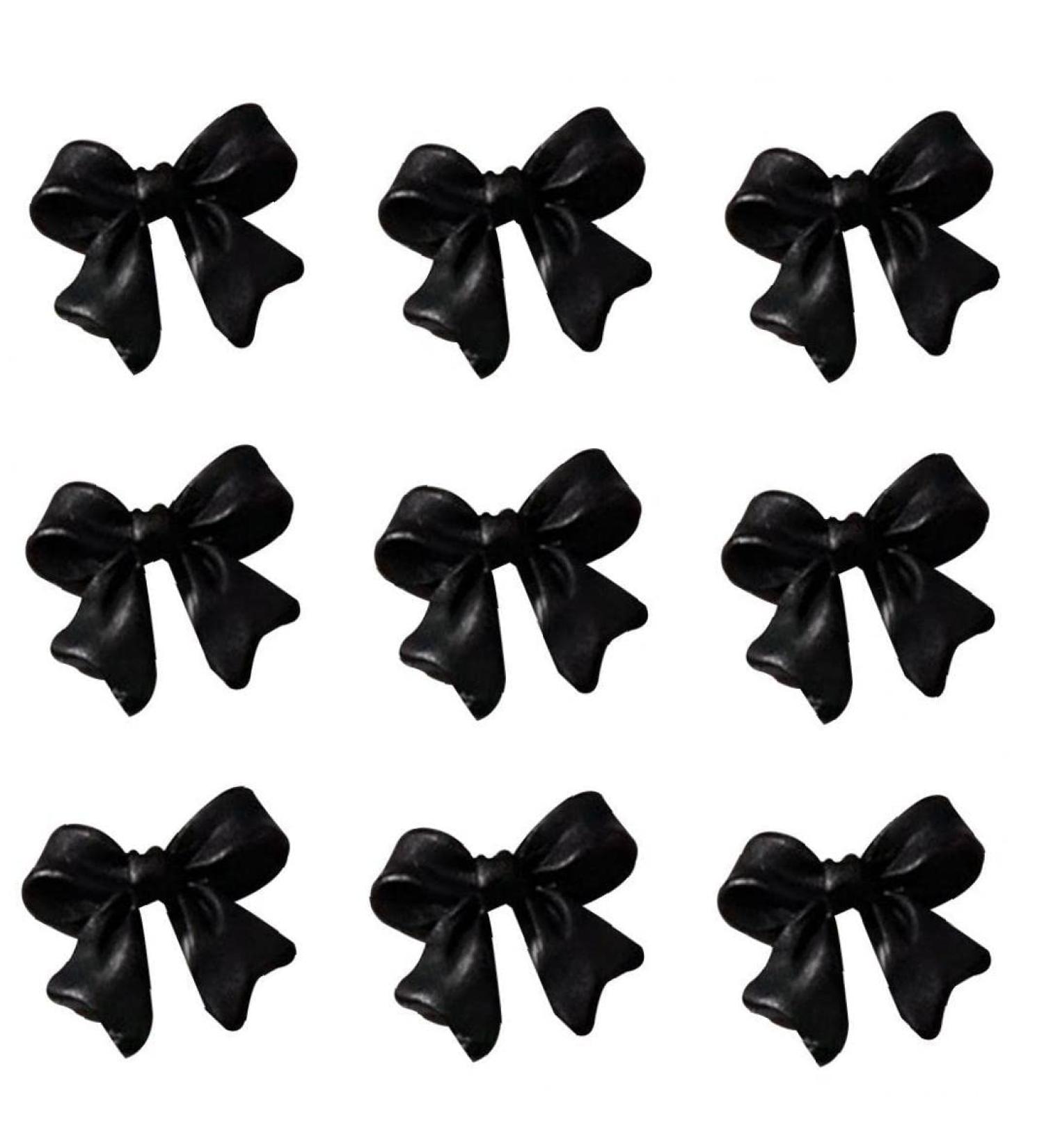 50pcs Bow Resin Nail Art Decorations | 3D Bowknot Nail Charms for Manicure | Black DIY Jewelry Accessories - Buy Online on GoSupps.com