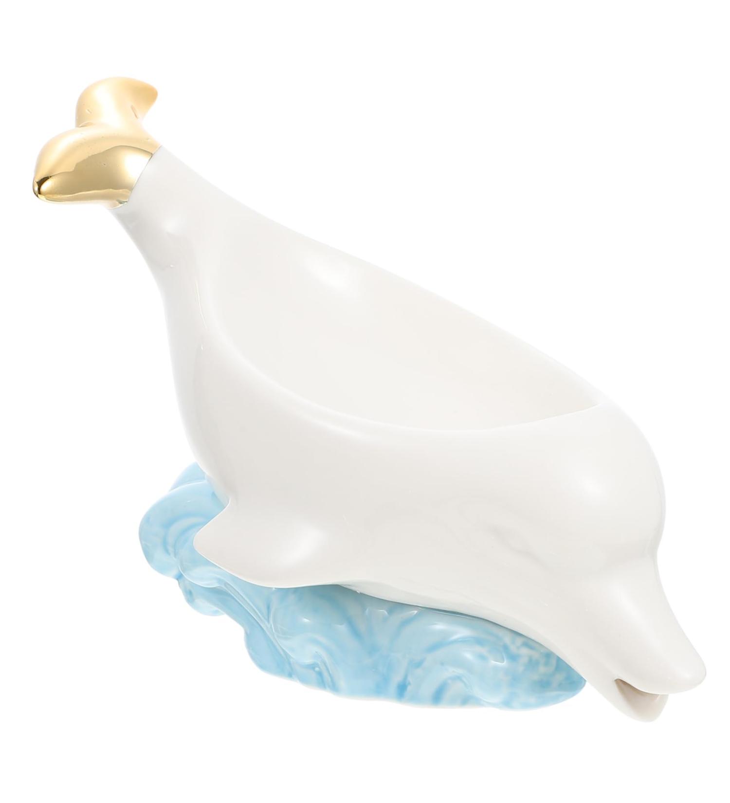 STOBAZA Dolphin Soap Dish Soapdish Soap Stand Soap Storage Rack Home Decor Bar Soap Holder Light House Decorations for Home Shower Soap Bath Sponges for Shower White Ceramics Box Animal White 22X14.5X10.5CM - Buy Online on GoSupps.com