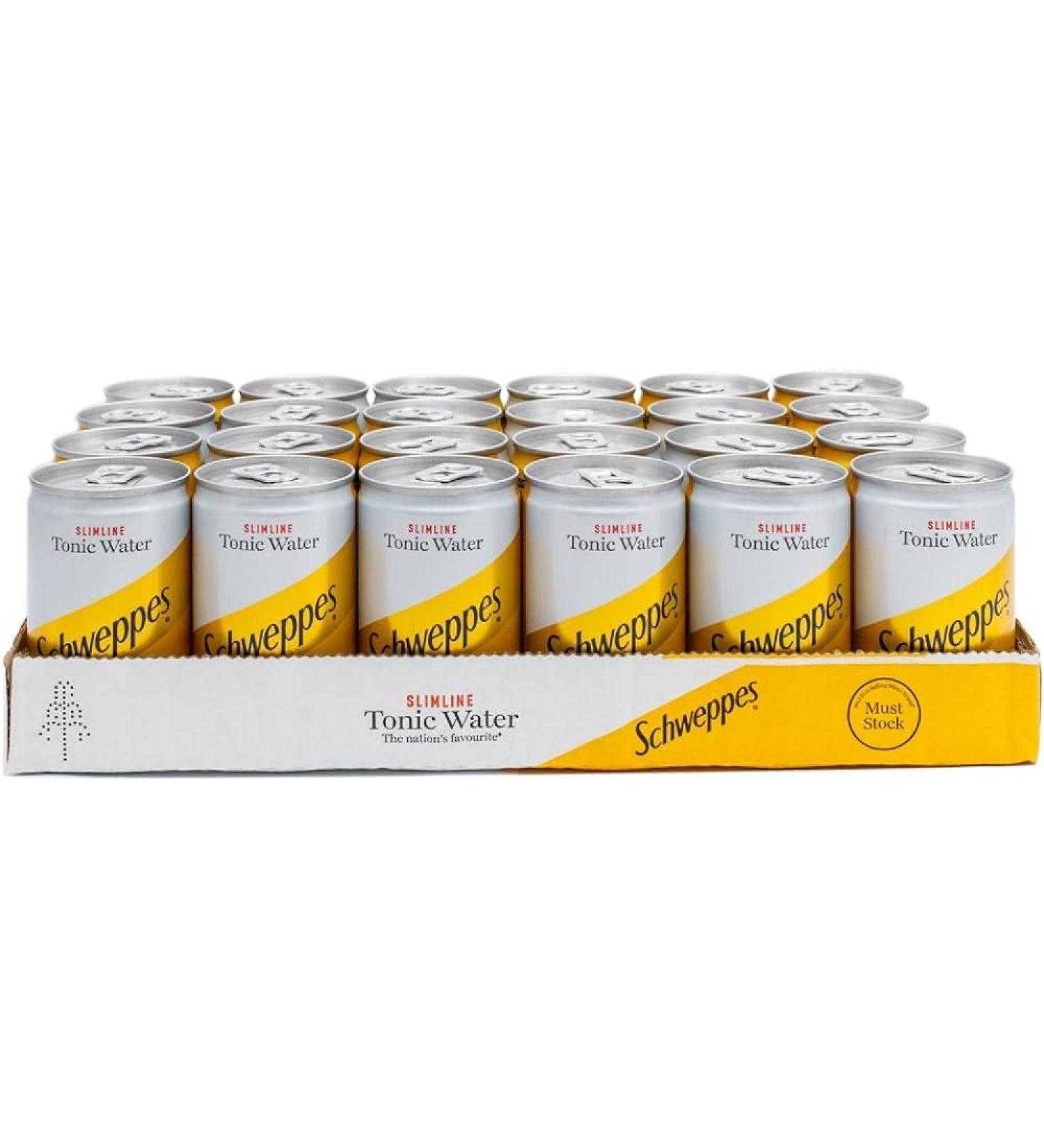 Slimline Tonic Water Mini Cans 150ml Perfect Low Calorie Mixer Soft Drink (96 Cans x 150ml)