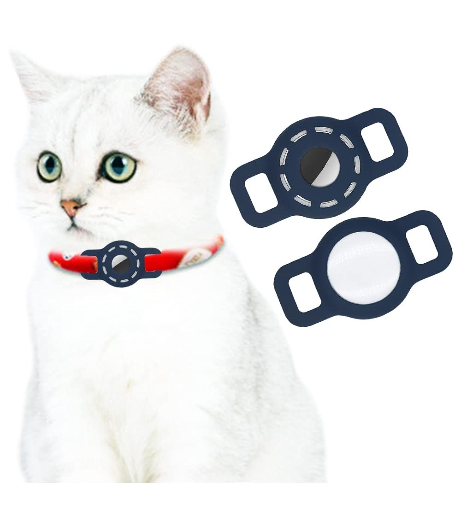 AirTag Silicone Case for Dog Collar - Adjustable Portable GPS Finder for Cats & Dogs (2 Pack Dark Blue) - Buy Online on GoSupps.com