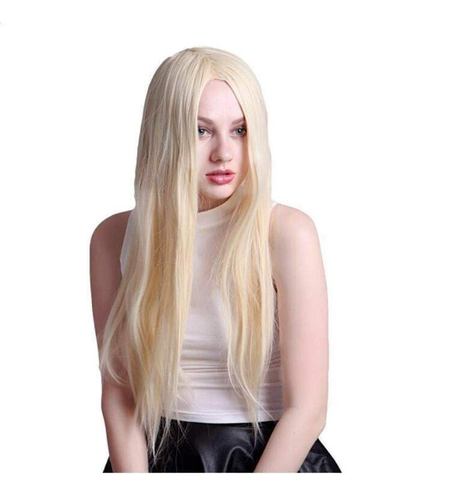 Buy Long Straight Hair Wig for Women - Fashionable Chemical Fiber Cosplay Wigs in Europe & America | Dark Brown & White Options - Buy Online on GoSupps.com