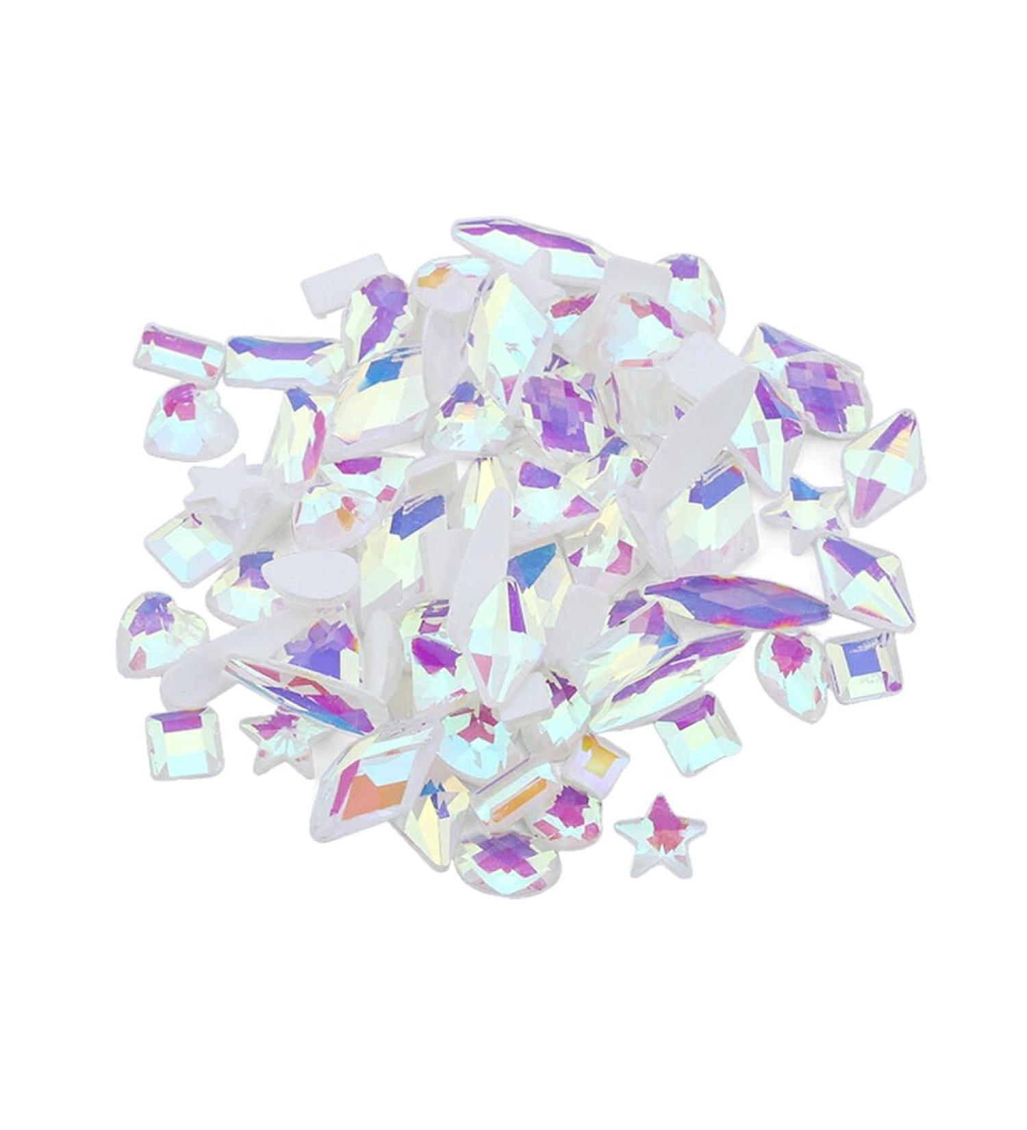 dijiusidy 50 Pieces Glass Crystal Set Eye-catching Personalized Nail Art Rhinestones DIY Handcraft Manicure Accessories for Card Making Jellry White - Buy Online on GoSupps.com